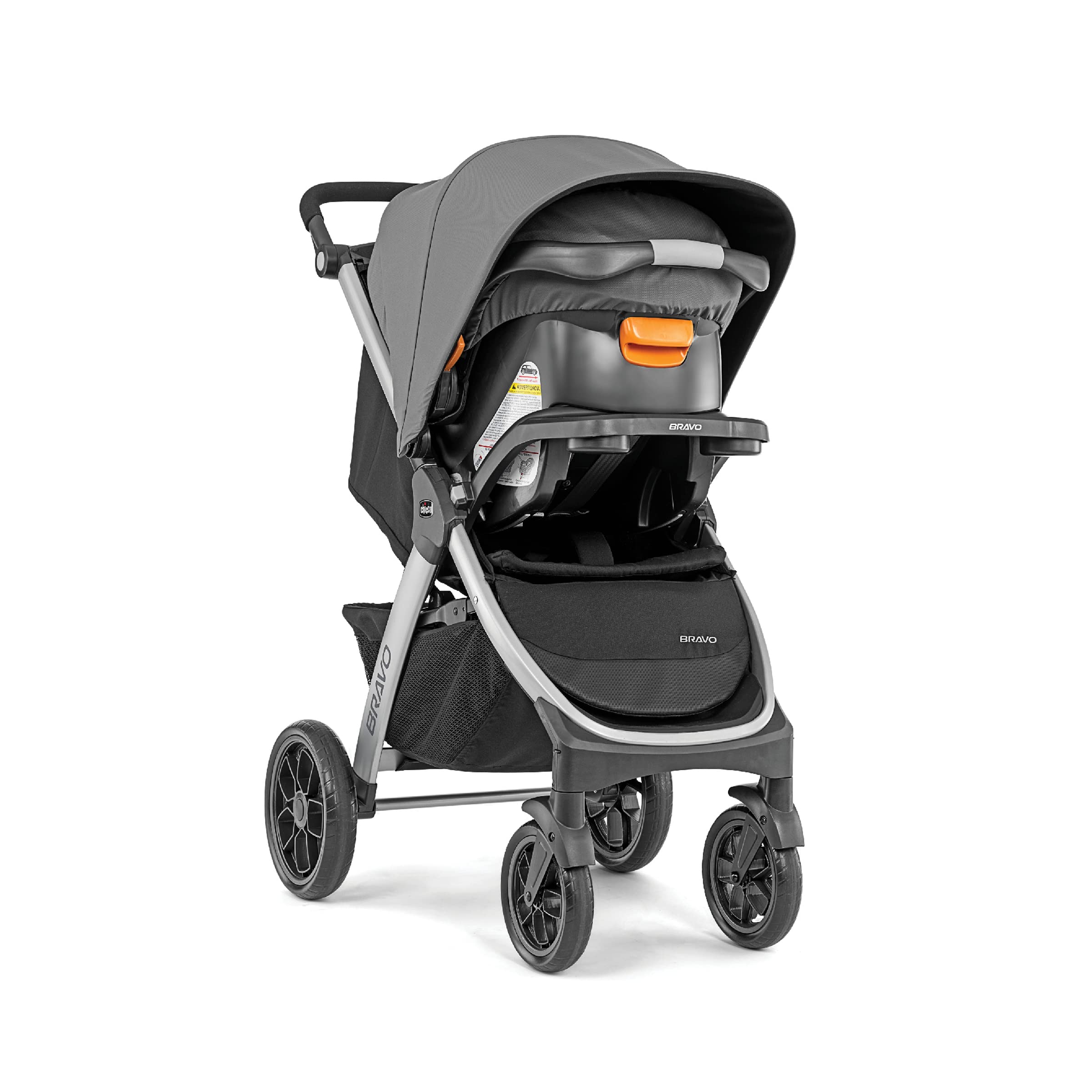 Chicco Bravo 3-in-1 Trio Travel System - Lightweight Quick-Fold Stroller with KeyFit 30 Infant Car Seat & Base | Camden/Black | Perfect for Newborns, Toddlers & Family Travel