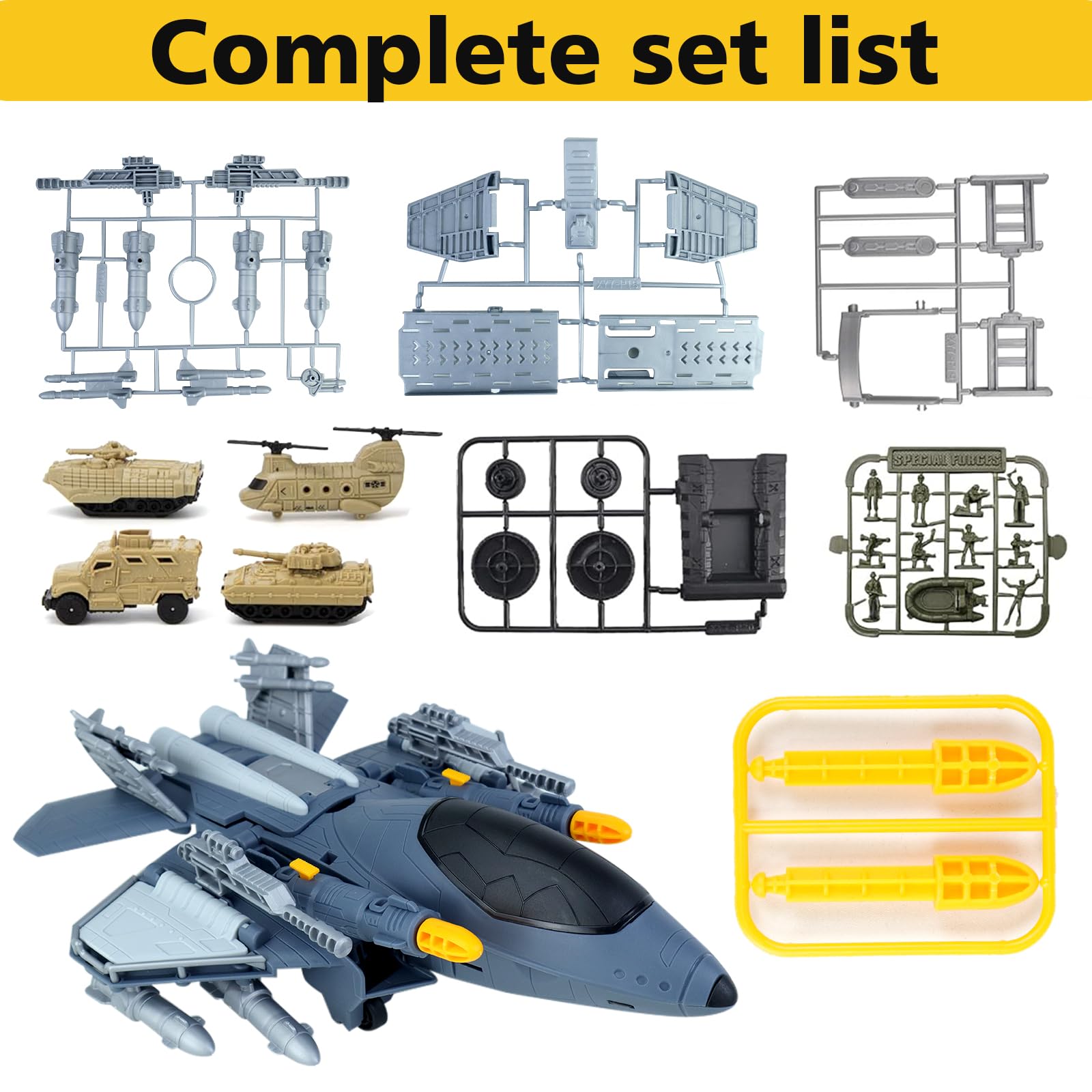 CORPER TOYS Military Airplane Playset with Army Tank, Helicopter & Soldiers - 12-Piece Army Toy Vehicle Set for Kids Boys Girls - Perfect Gift for Birthday & Christmas | Combat Role Play, Battle Scenes, Outdoor Adventure Play