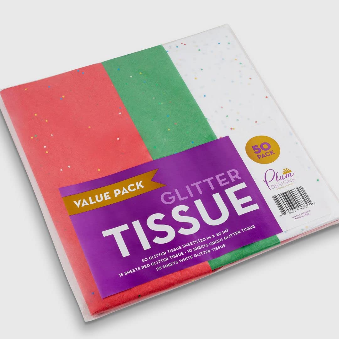 Festive Christmas Tissue Paper for Gift Wrapping - 50 Sheets Bulk Pack (20