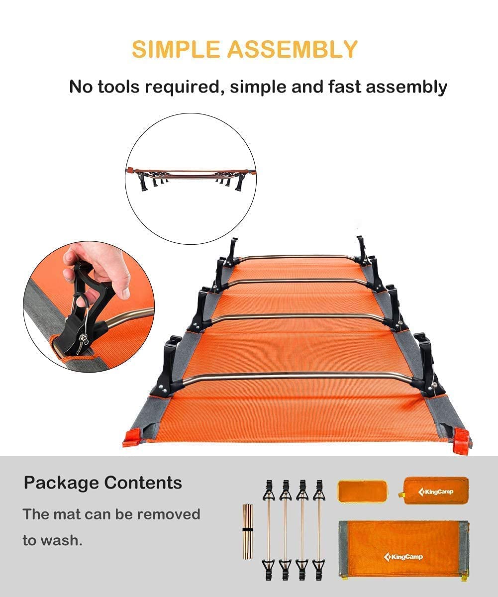 KingCamp Heavy Duty Folding Camping Cot with Comfortable Foam Topper - Portable Outdoor Bed for Camping, Hiking & Backpacking