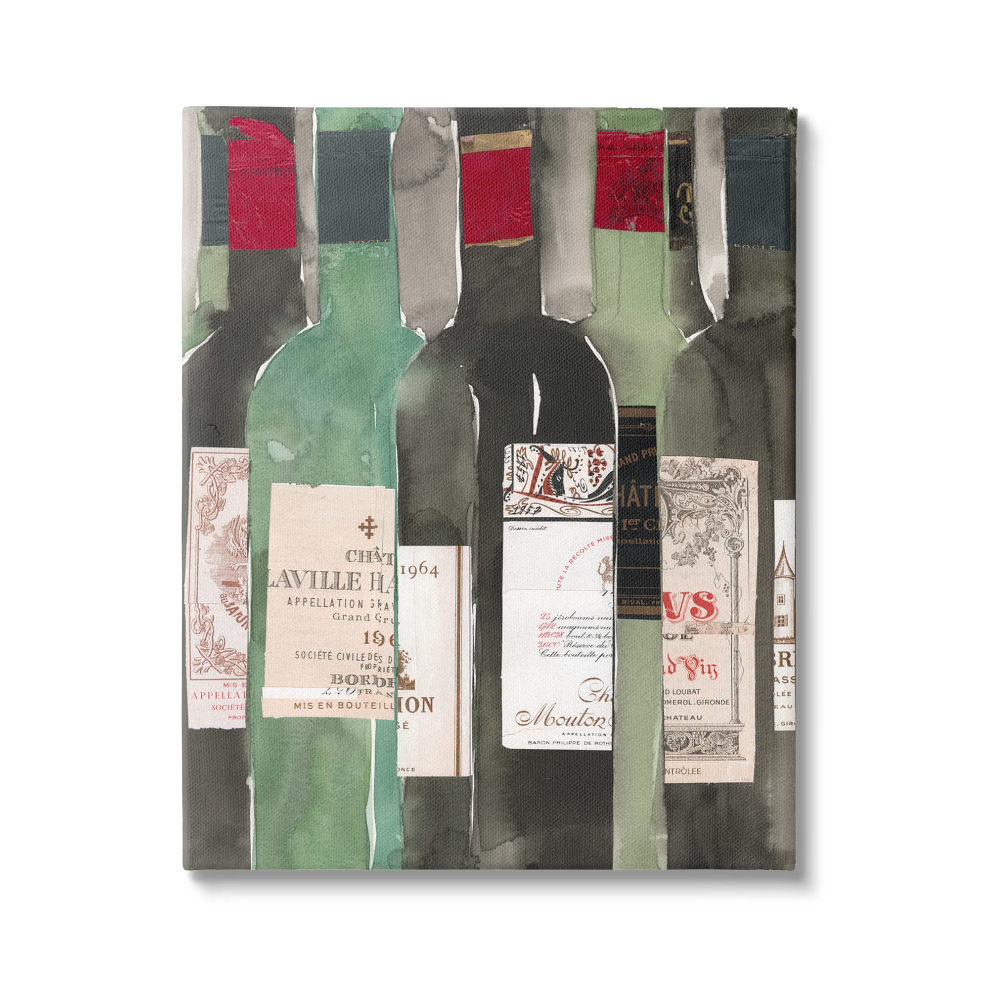 Stunning Vintage Green Wine & Champagne Bottles Closeup Wall Art - Samuel Dixon Design - Perfect for Dining Room, Bar Decor & Wine Lover Gifts