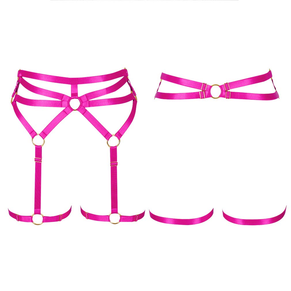 Sexy Women's Punk Harness Garter Belt - Adjustable Elastic Strappy Lingerie with Thigh Stockings for Gothic Fashion & Boudoir Photography