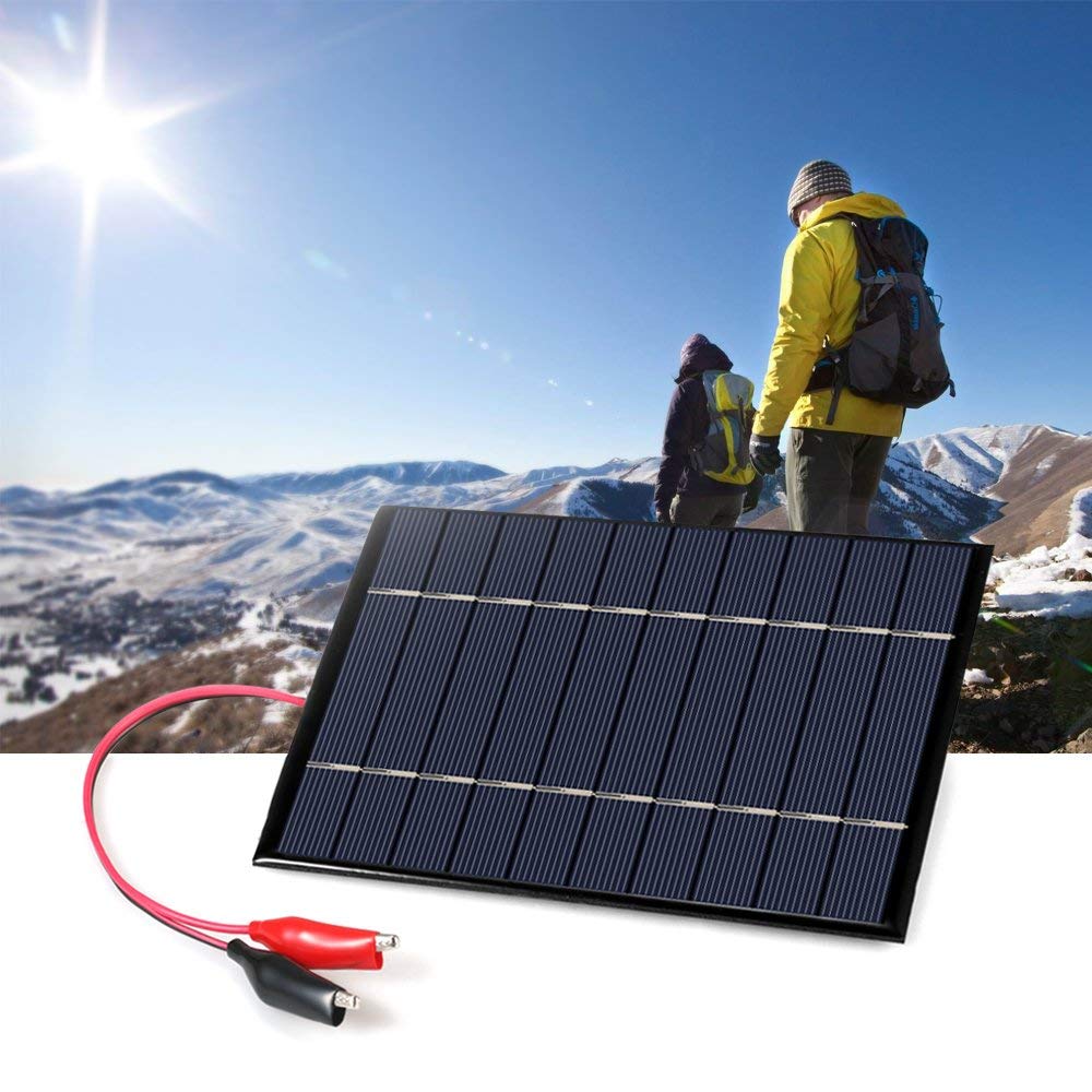 Decdeal 2.5W 5V Polycrystalline Solar Panel with Alligator Clips - DIY Solar Charger for Phones, Camping, Emergency Power & Outdoor Activities