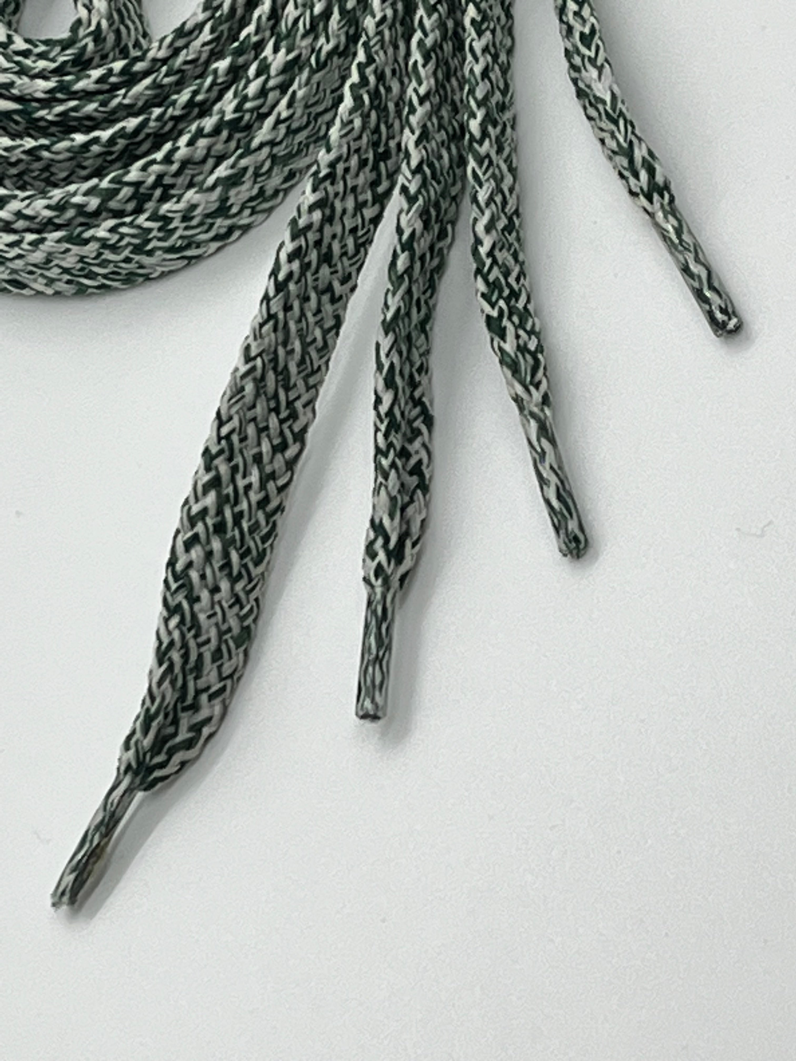 Premium Flat Tweed Shoelaces - Green & White Classic Pattern for Dress Shoes, Boots & Casual Sneakers | Durable & Stylish Lace Replacement