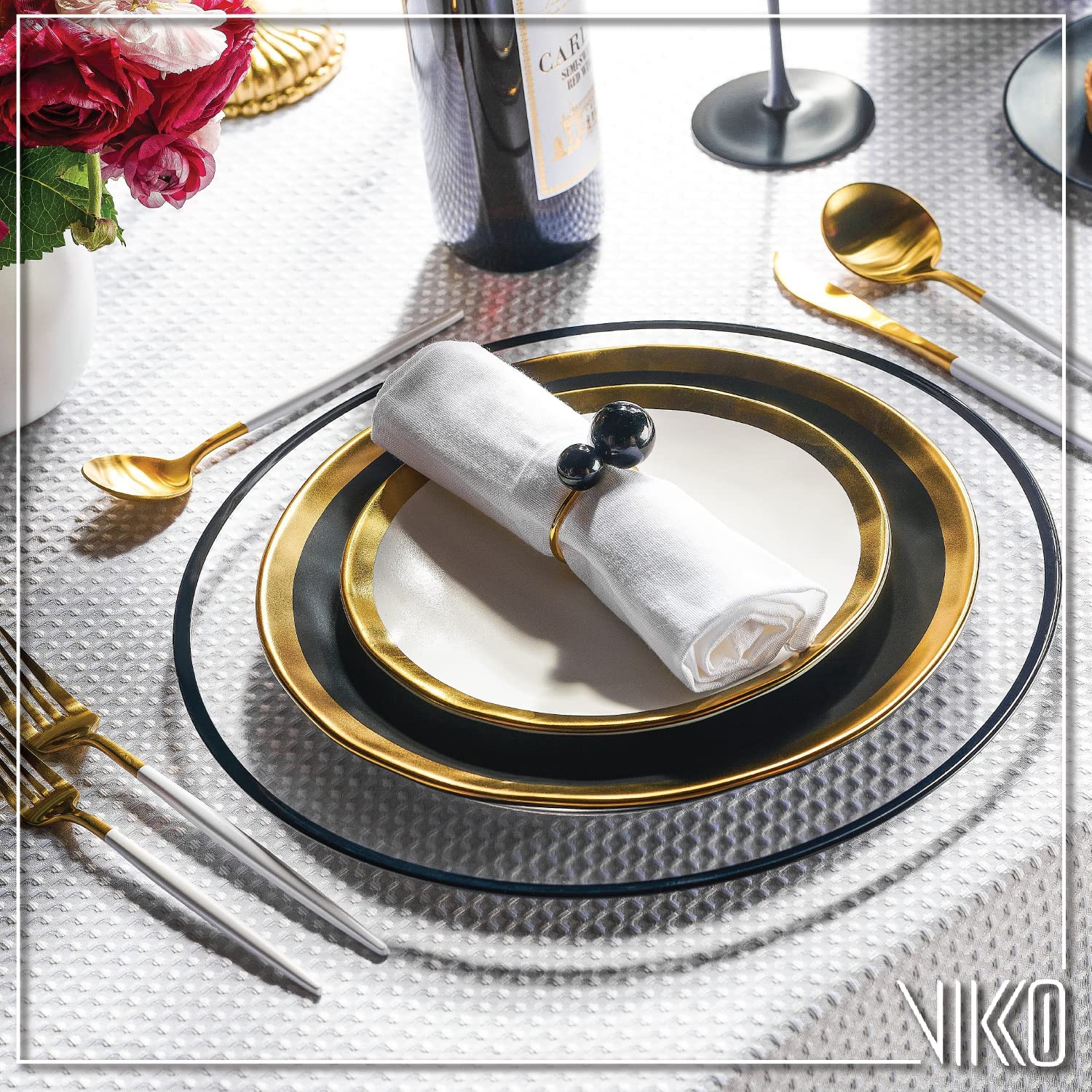 Vikko Decor Modern Flatware Set - Matte White & Gold 20-Piece Stainless Steel Silverware Set (18/10) for Upscale Dining - Long Handled Cutlery Service for 4 - Elegant Two-Tone Flatware for Weddings, Dinner Parties & Fine Dining