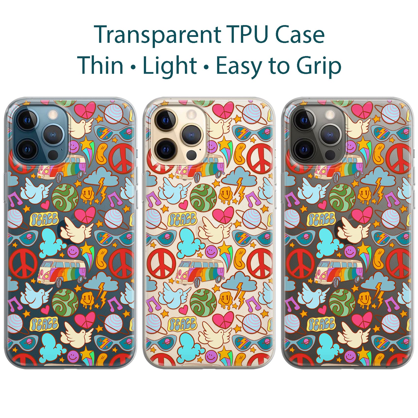 Retro Flower Print PU Leather Wristband for Apple Watch Series 7/6/5/4/3/2/1/SE (38-40-42-44mm) with Matching Phone Case - 60s Hippie Style Replacement Strap for Workouts, Yoga & Casual Wear