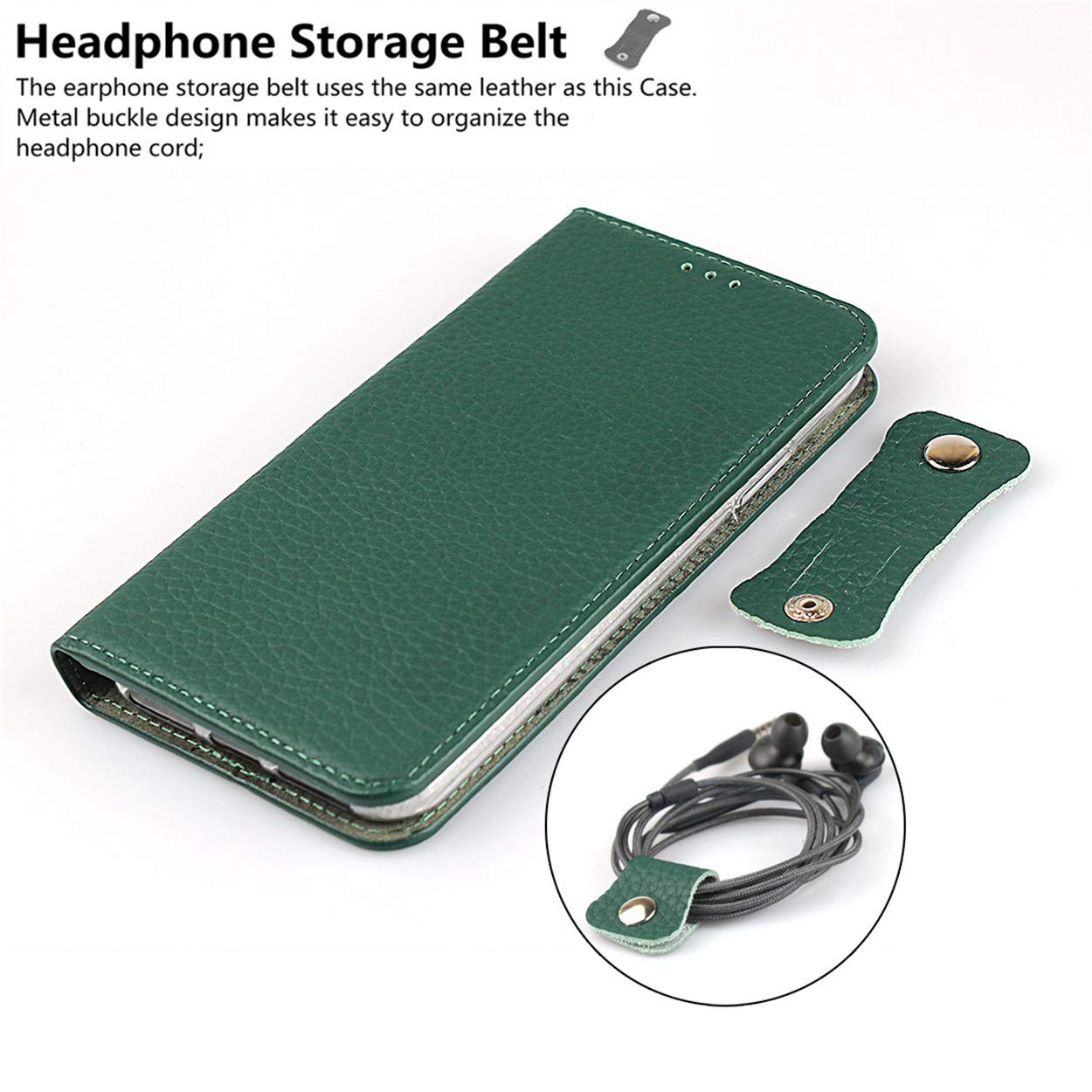 Genuine Leather iPhone 7 Plus/8 Plus Wallet Case with Magnetic Closure, Wrist Strap, Card Holder & Kickstand - Flip Cover Phone Case (Green) - Perfect for Business, Travel & Everyday Protection
