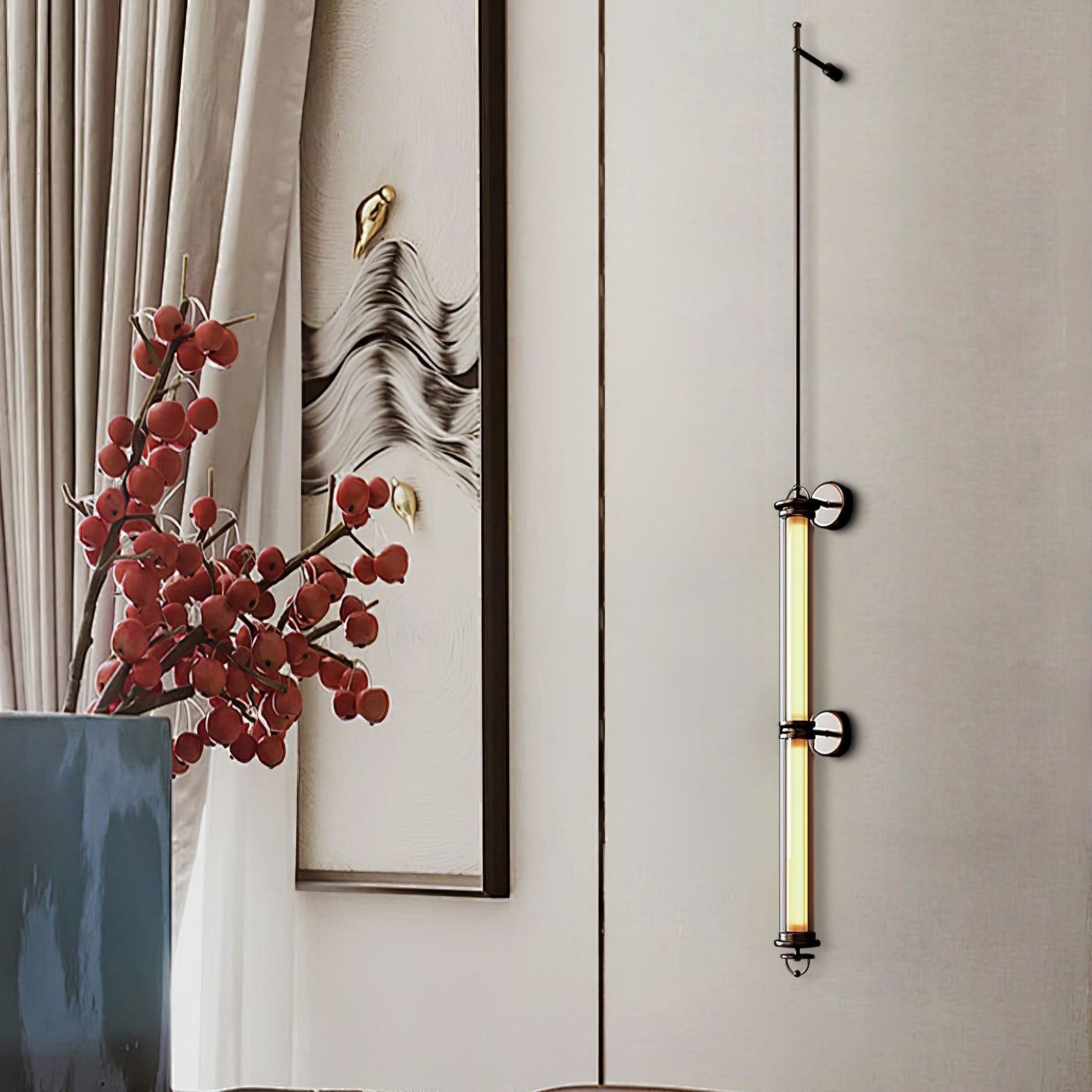 Modern Meridian Vertical Wall Sconce - Adjustable LED Light Fixture for Bedroom, Hallway & Living Room Decor