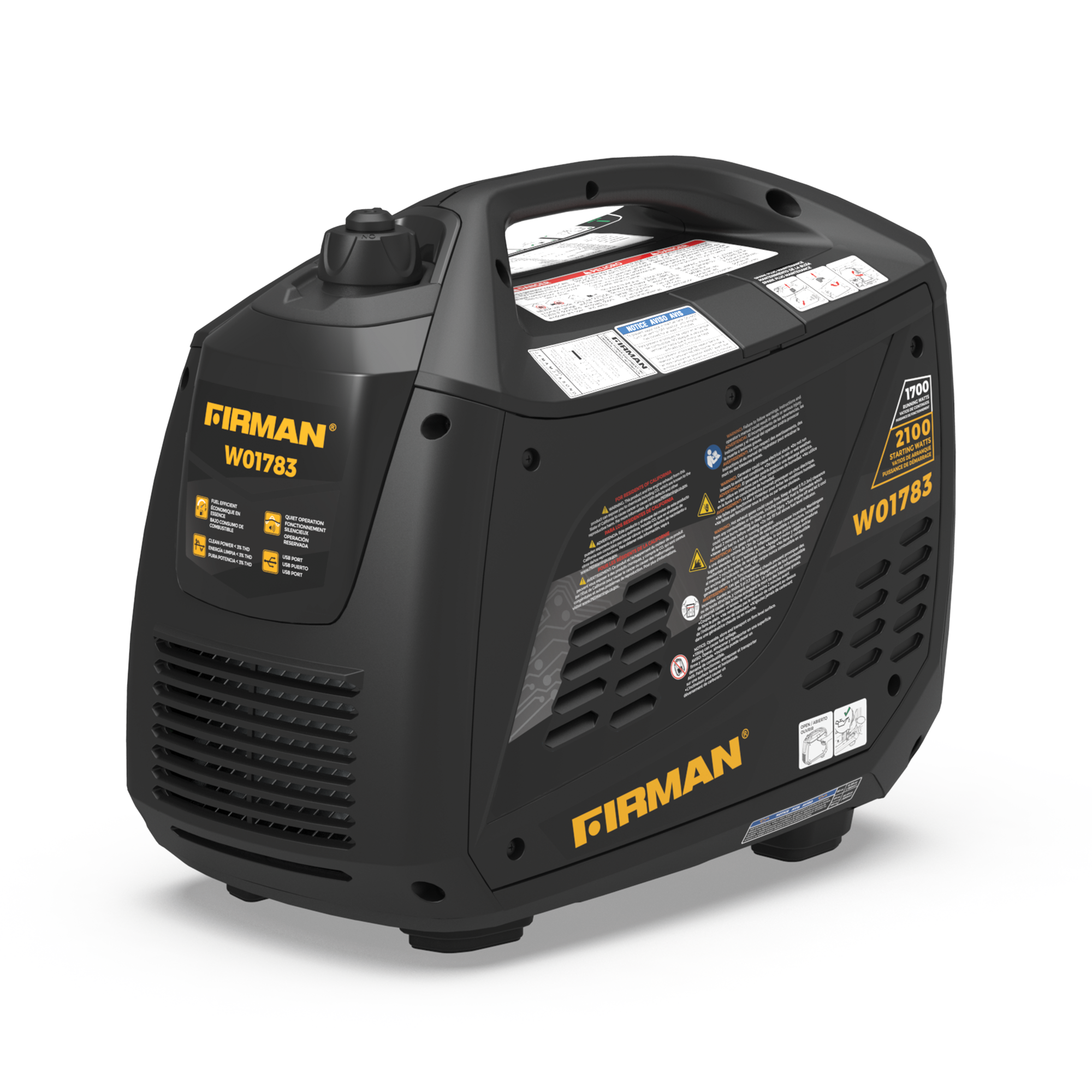2100W Portable Inverter Generator with Recoil Start - Quiet, Lightweight Power for Camping, RV Trips & Emergency Backup