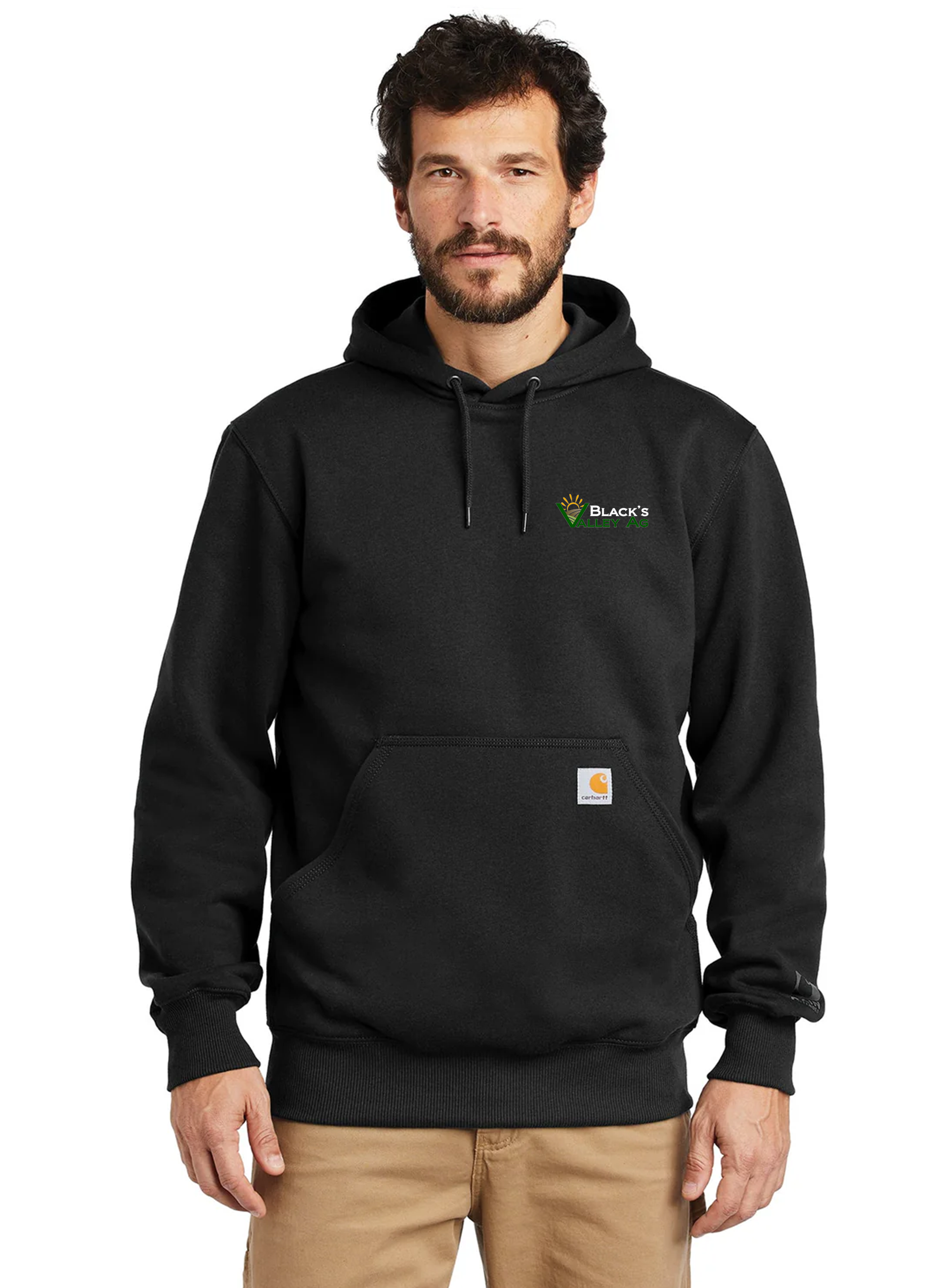 Carhartt Rain Defender Paxton Hoodie for Men - Water-Resistant Black Hooded Sweatshirt with Fleece Lining | Outdoor Work, Hiking & Casual Wear