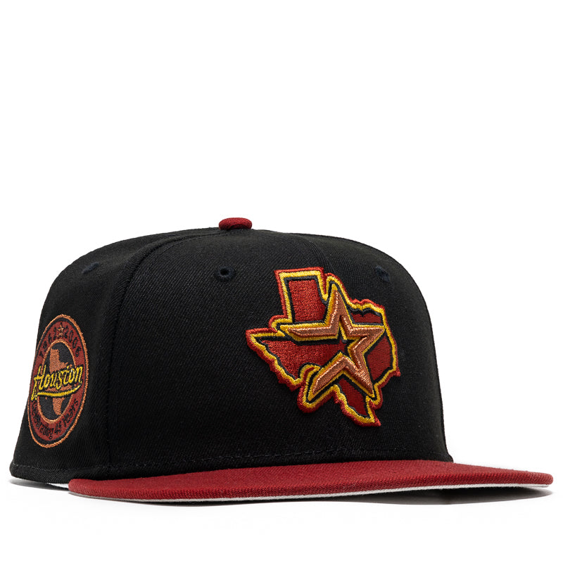New Era x Politics Houston Astros 59FIFTY Fitted Hat - Black/Red - Official MLB Baseball Cap for Men & Women - Perfect for Games, Streetwear & Sports Fans