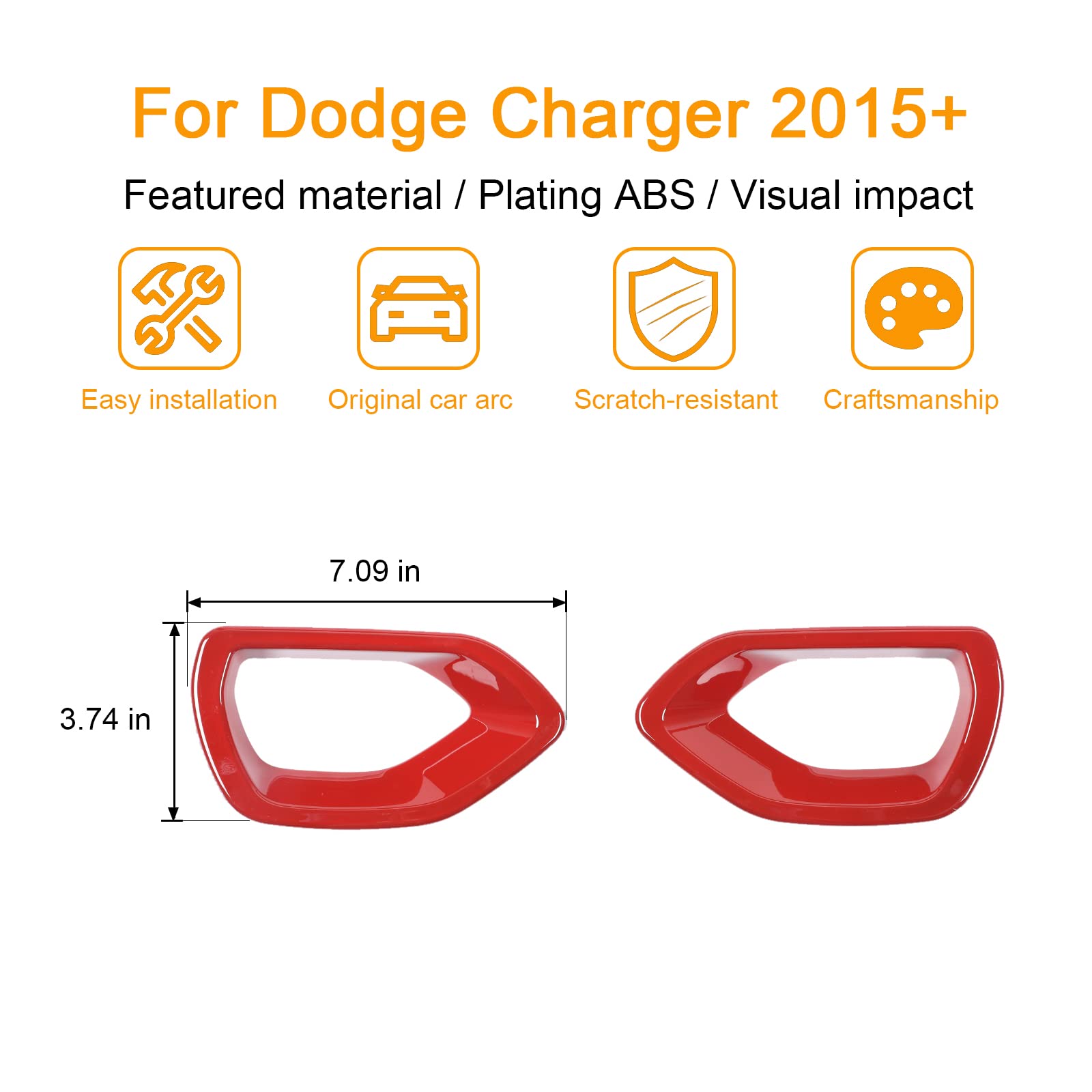 Hoolcar Red Front Bumper Center Grill Cover Trim for 2015-2021 Dodge Charger R/T Scat Pack | Exterior Car Accessories | Perfect for Customization & Car Shows