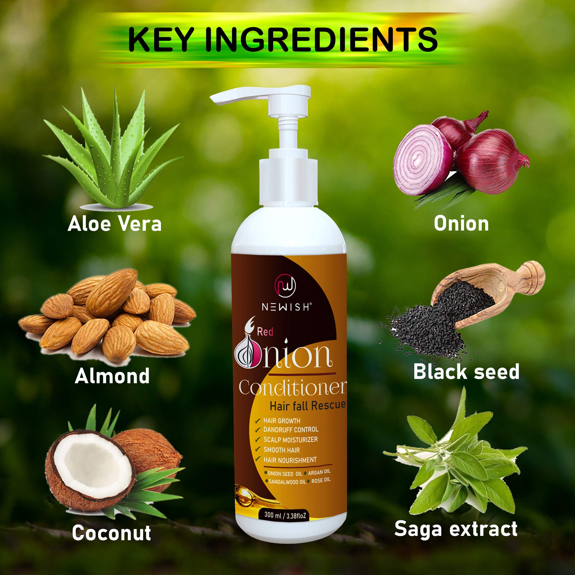 Natural Onion Hair Conditioner for Hair Growth & Scalp Care - 300ml for Women & Men | Promotes Thicker, Stronger Hair | Perfect for Daily Use & Damaged Hair Repair