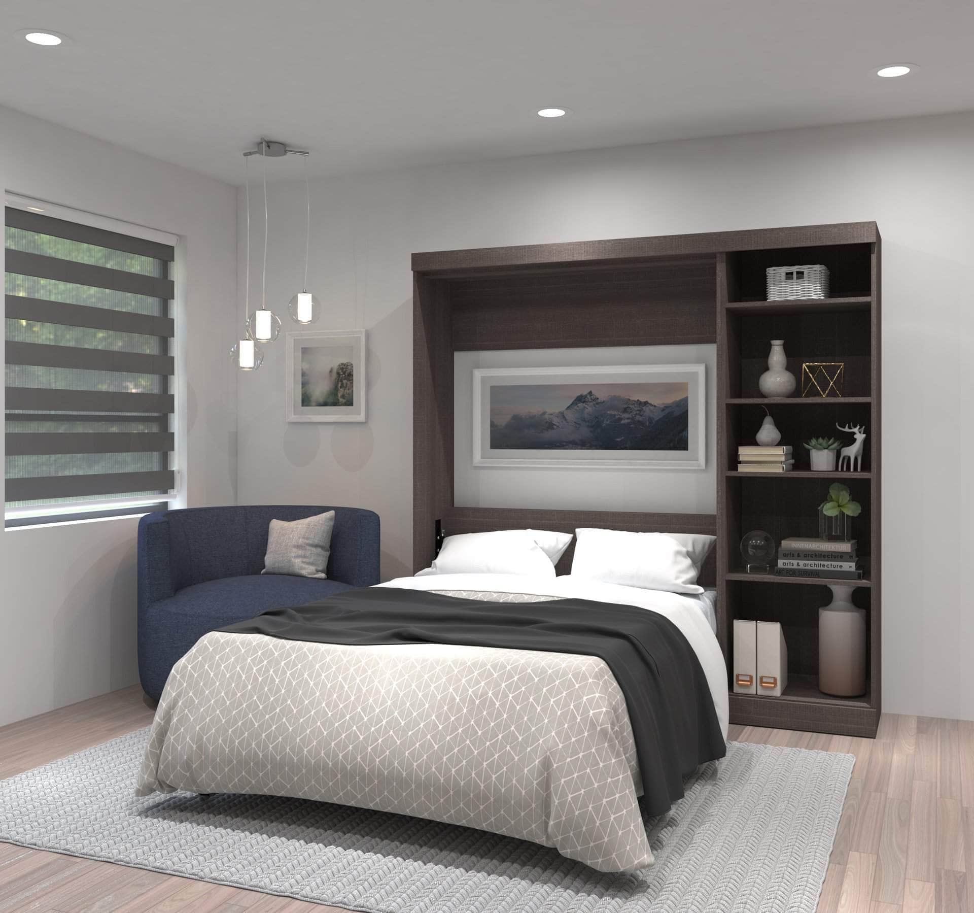 Pur Full Murphy Full Bed with Storage Unit (84W) - 7 Color Options | Space-Saving Wall Bed for Small Apartments & Guest Rooms