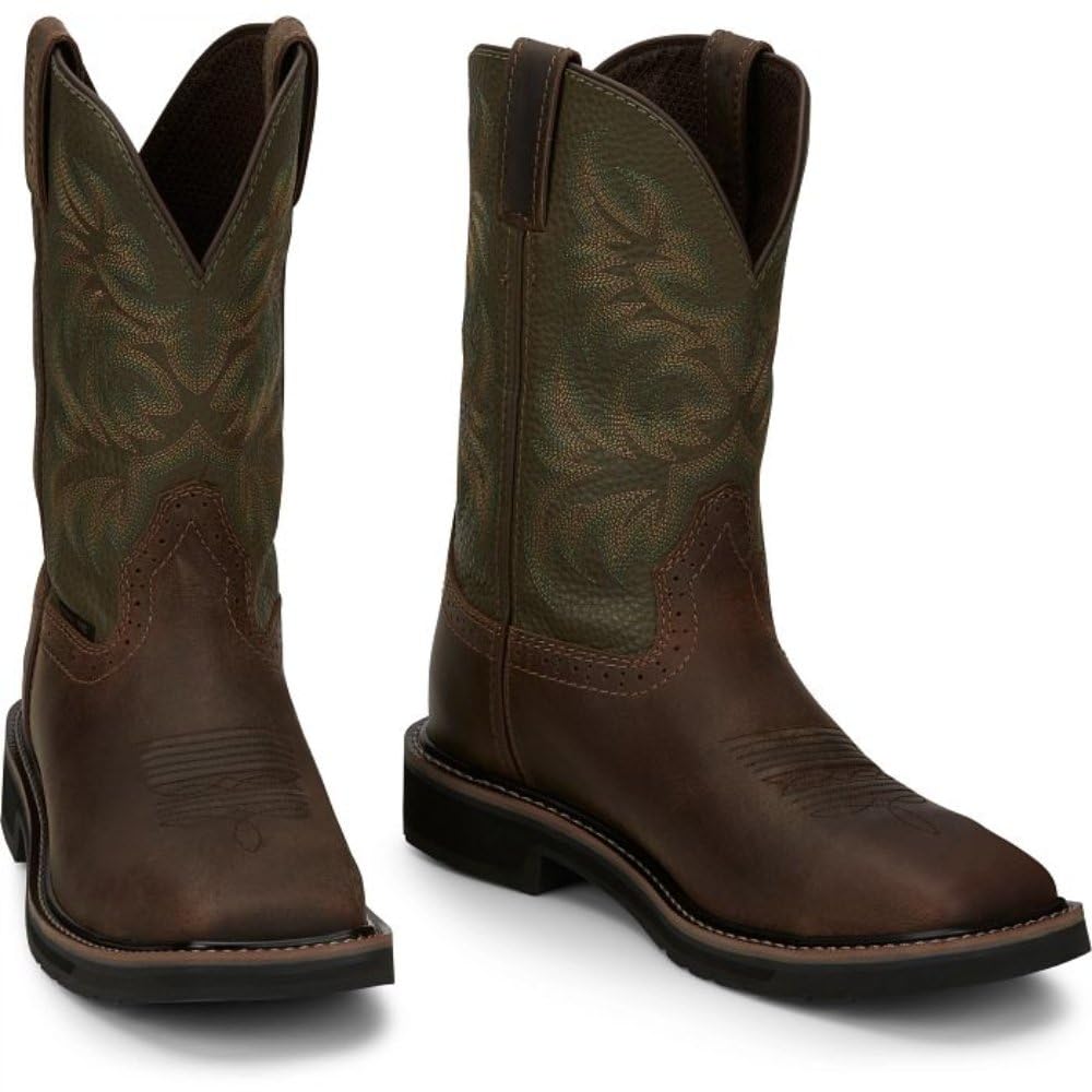 Justin Men's Stampede Driller Steel Toe Work Boots - Durable Safety Shoes for Construction, Warehouse & Outdoor Work - Comfortable & Slip-Resistant for Heavy Duty Jobs