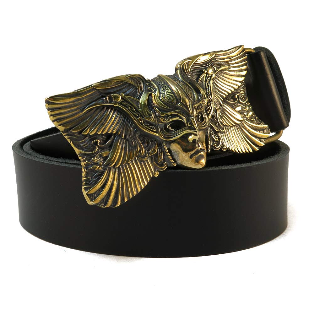 Handmade Norse Scandinavian Leather Belt with Valkyrie Buckle - 1.5 Inch Wide Military Style Belt for Women Warriors | Perfect for Viking Cosplay, Renaissance Fairs & Medieval Reenactments