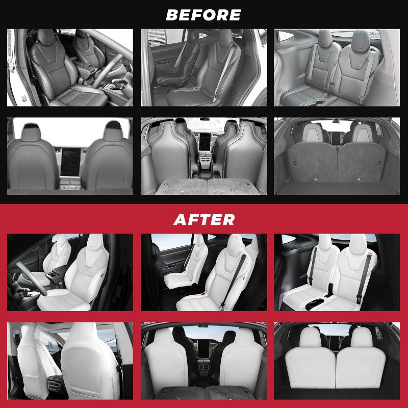 Premium Tesla Model X Leather Seat Covers - 6 Seater Custom Fit for 2016-2019 Models | Luxury Car Interior Upgrade for Comfort & Style