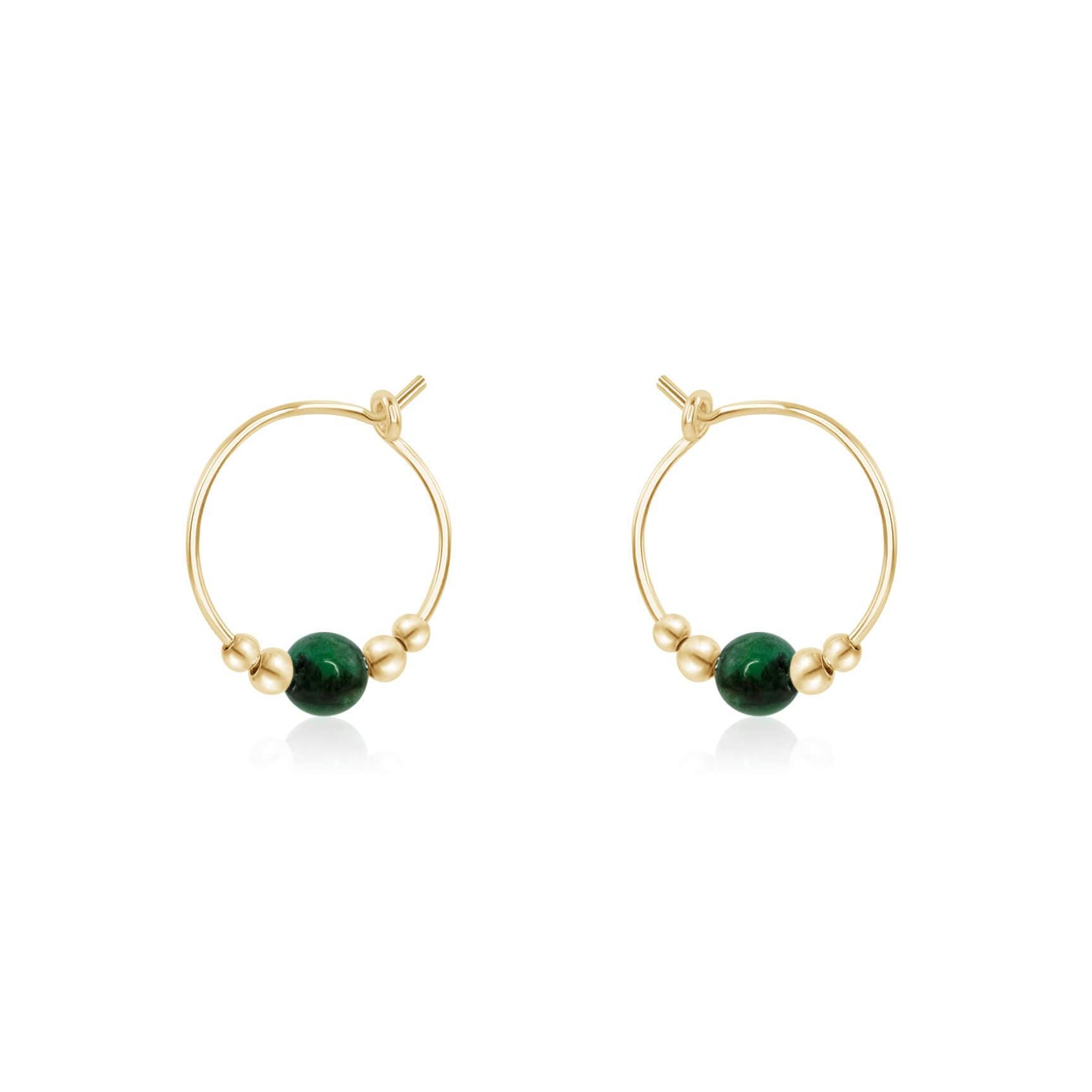 Tiny Green Emerald Gemstone Bead Hoop Earrings - Elegant Dainty Jewelry for Women | Perfect for Parties, Weddings & Everyday Wear