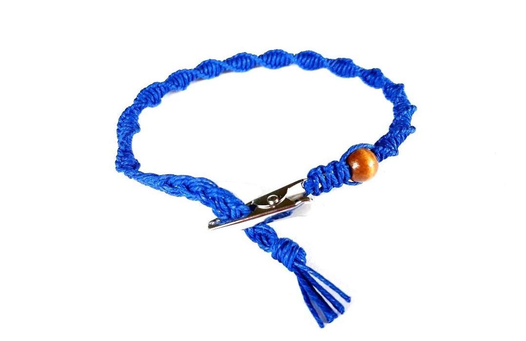 Handmade Blue Spiral Hemp Adjustable Alligator Clip Anklet Bracelet - Boho Beach Jewelry for Women, Summer Festival Accessories, Yoga & Vacation Wear