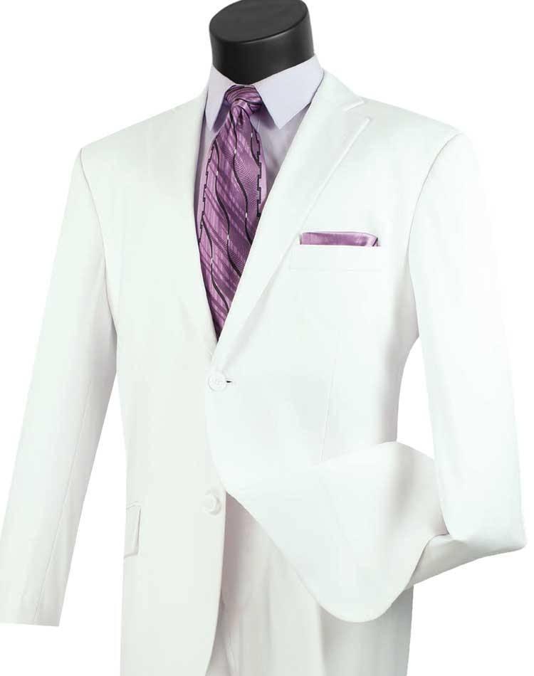 Premium Executive Classic Fit Two-Piece Suit - Solid White | Business Formal Attire for Men | Perfect for Office, Weddings & Special Events