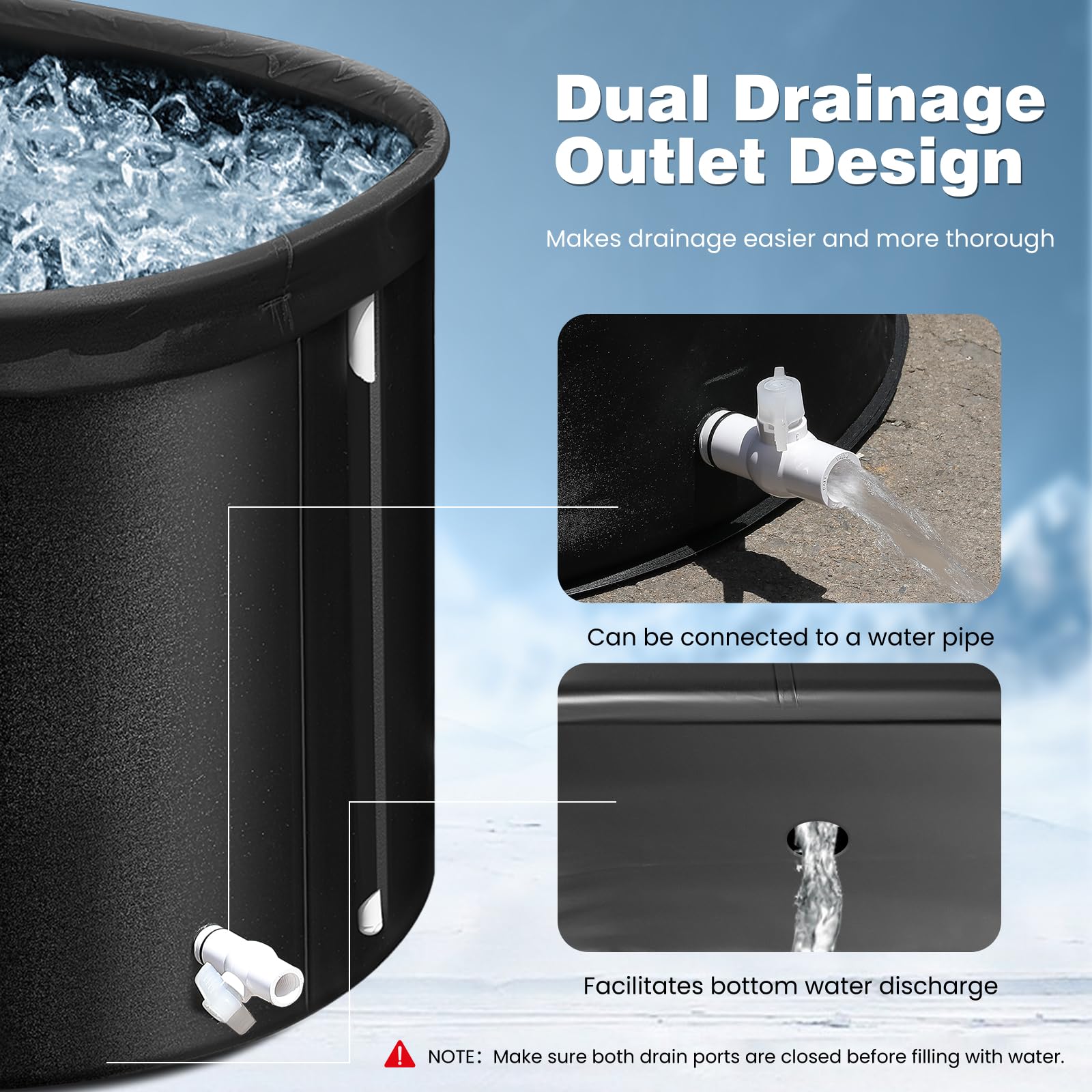 Poafamx 101 Gallon XL Ice Bath Tub for Athletes - Portable Cold Plunge Tub for Muscle Recovery, Collapsible Cold Therapy Tub with Multiple Layers for Home, Garden & Gym Use | Perfect for Post-Workout Recovery, Athletic Training & Hydrotherapy