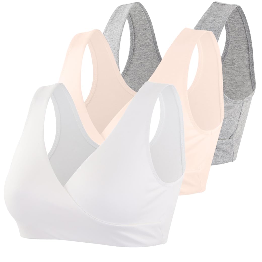 COLOMI Wireless Maternity Nursing Bra - Soft Cotton Breastfeeding Bra for Comfortable Sleep & Daily Wear - Perfect for Pregnancy & Postpartum Use