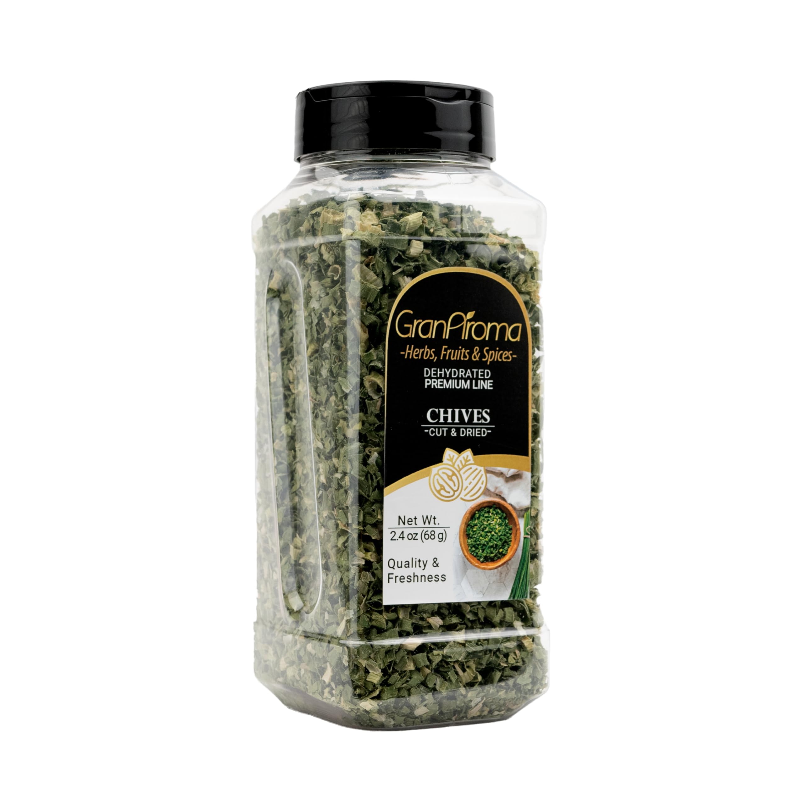 Premium GranAroma Dried Chives - All-Natural Flavor Enhancer for Soups, Potatoes, Salads & More - 2.4oz (68g) Resealable Bag - Perfect for Home Cooking, Meal Prep & Gourmet Dishes