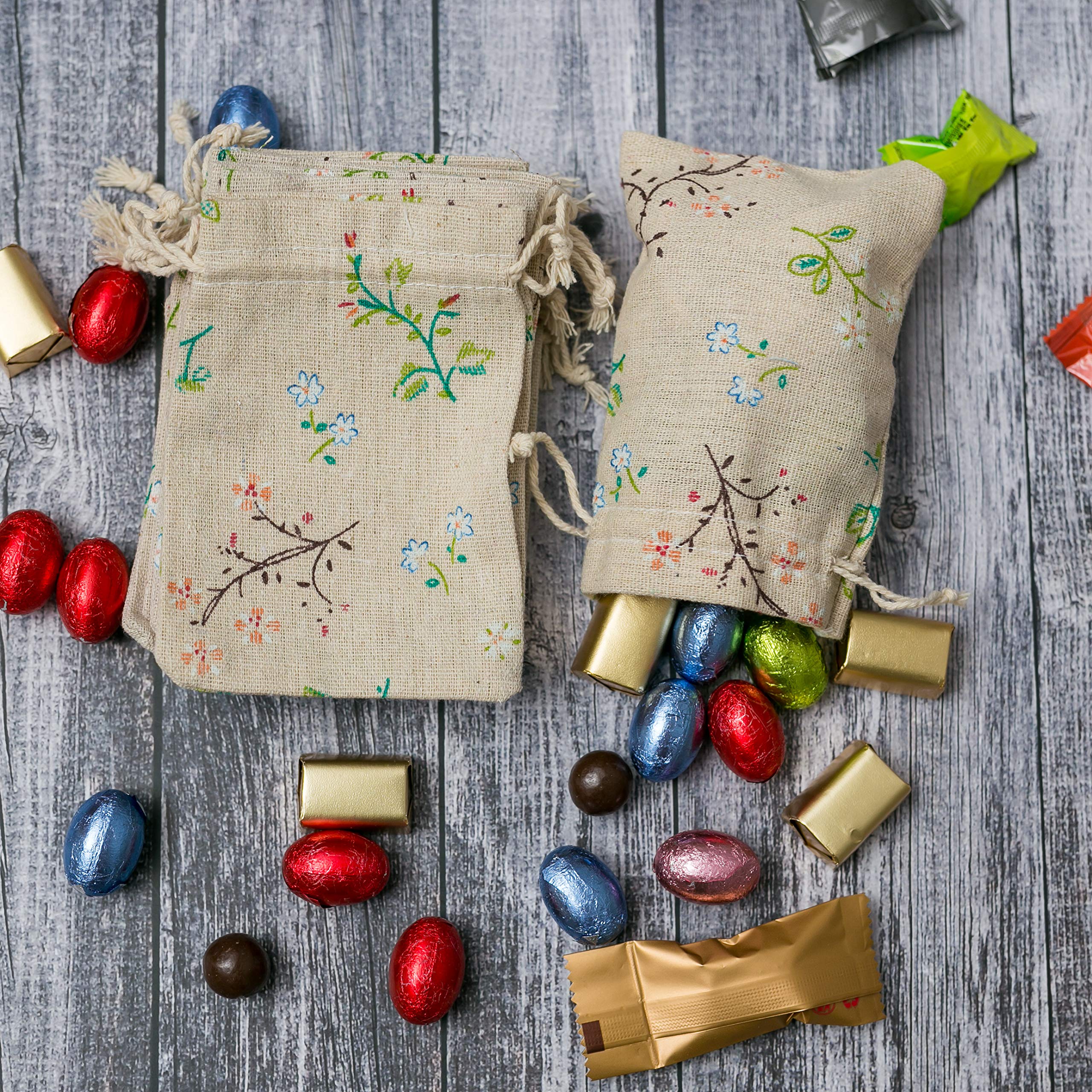 24-Pack Natural Burlap Drawstring Gift Bags - 5.5