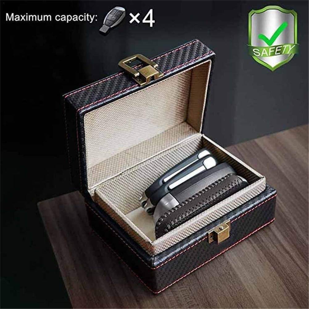 Premium Faraday Cage Box - RFID Signal Blocker for Car Keys, Key Fobs, Phones & Credit Cards | Anti-Theft Protection | Carbon Fiber & Leather Design (11.5x9.5x6.5cm) | Perfect for Travel, Home Security & Keyless Entry Protection