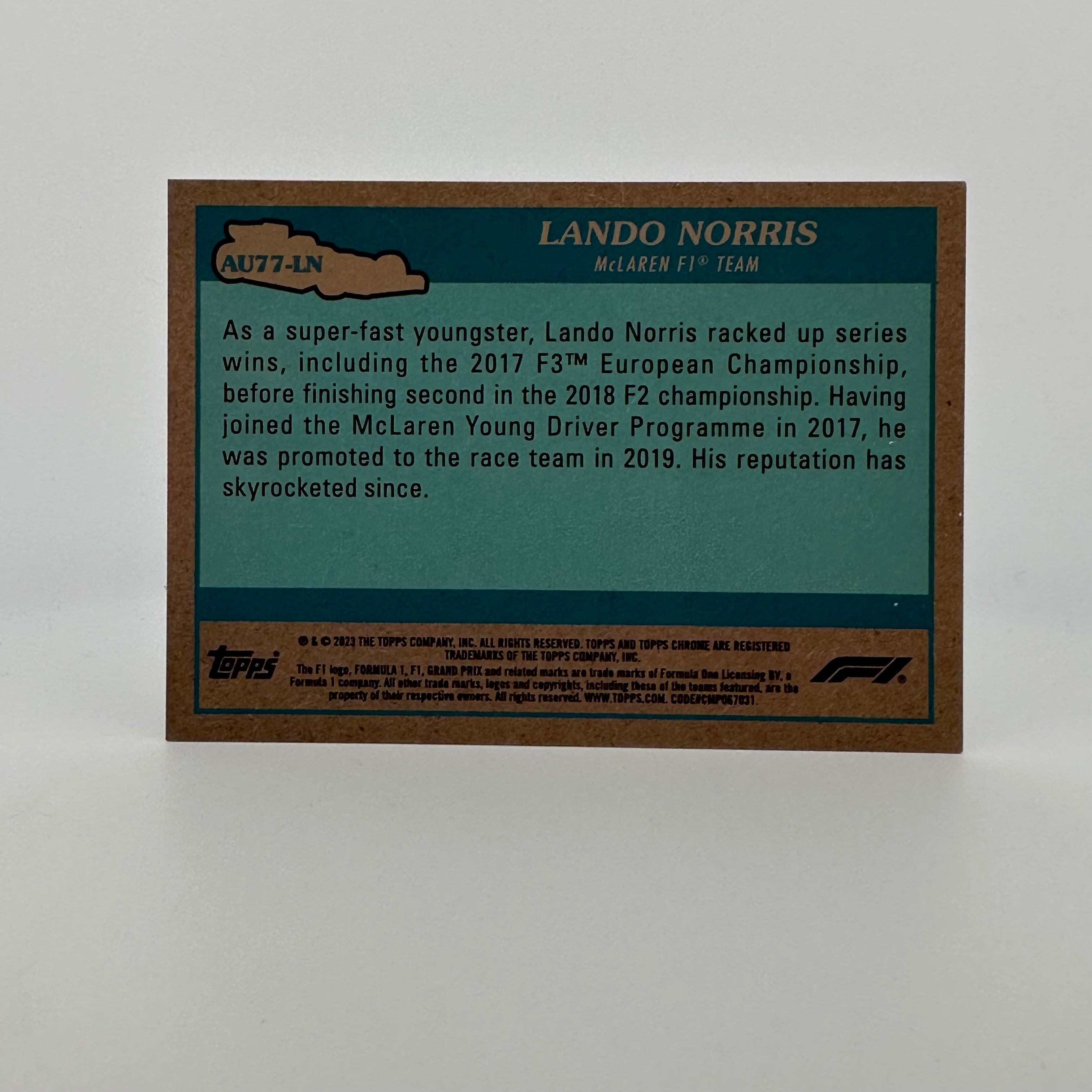 2023 Topps Chrome Lando Norris #AU77 LN Gold 11/50 - Rare F1 Racing Card for Collectors & Fans - Perfect for Trading, Display, and Investment