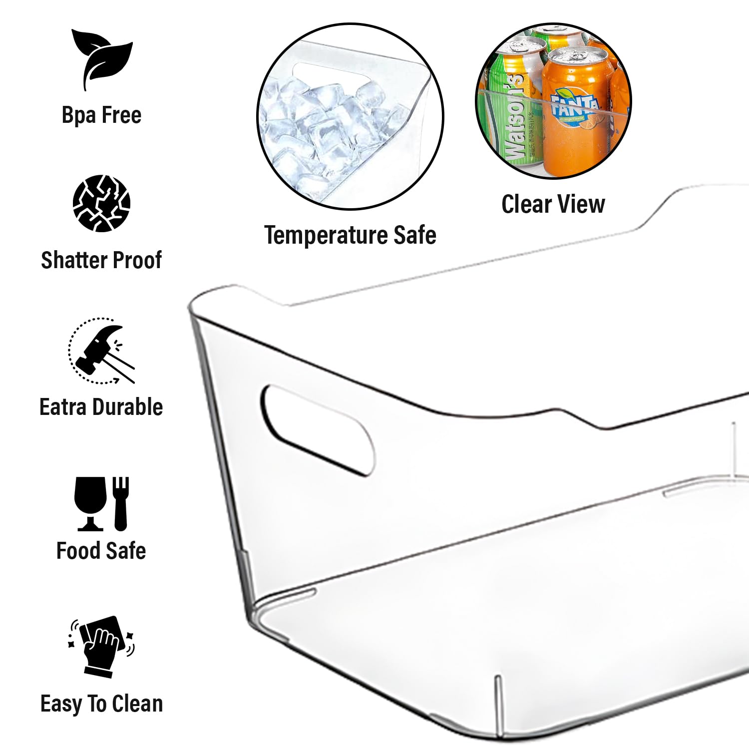 Clear Plastic Storage Bins - Stackable Kitchen & Pantry Organizers, Freezer & Fridge Storage Containers for Refrigerator, Medicine Cabinet & Closet Organization | Perfect for Home, Office & Dorm Room Storage Solutions
