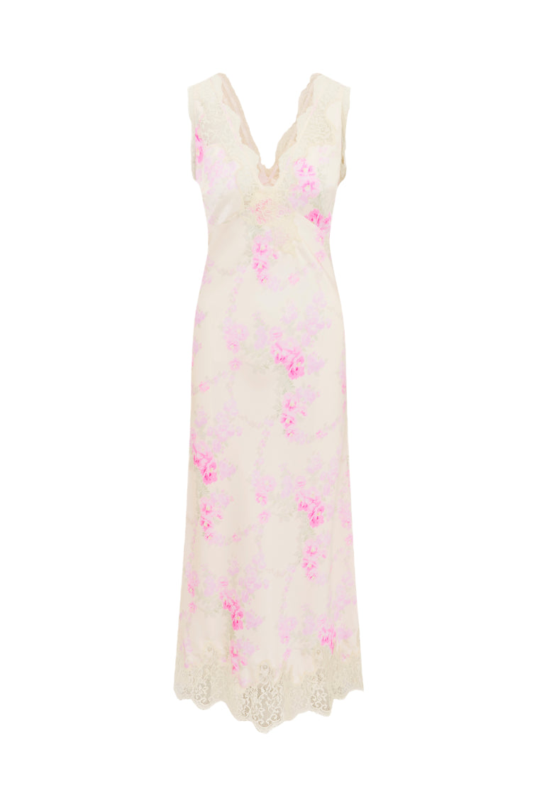 Elegant Satin Maxi Dress with Lace Trim - Perfect for Weddings, Parties & Evening Events