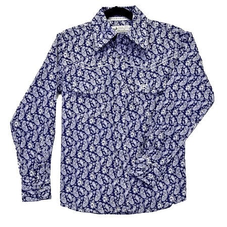 Boys Toddler Navy Blue Paisley Print Shirt - Stylish Casual Wear for Kids, Perfect for Parties & Family Outings