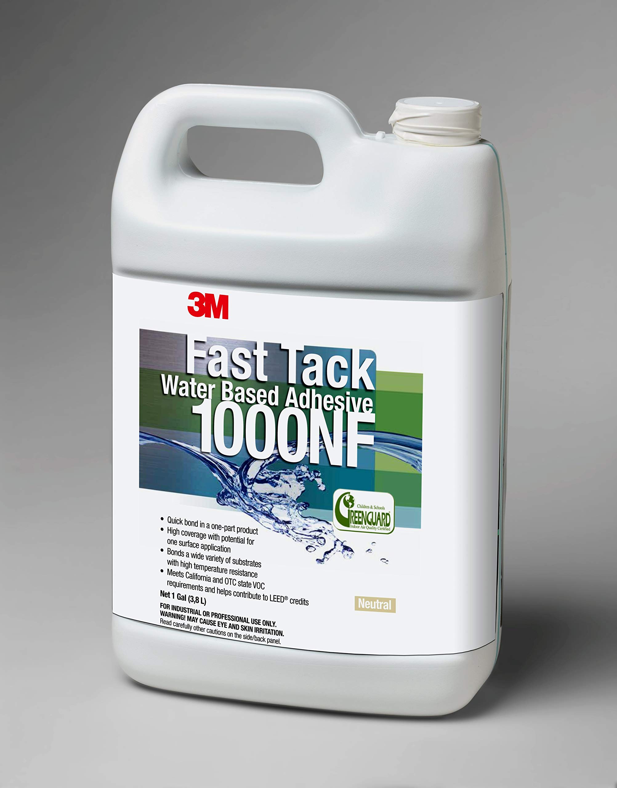3M Fast Tack Water Based Adhesive 1000NF - Neutral pH, 1 Gallon (128 oz) - Strong Bonding Glue for Crafts, Woodworking, DIY Projects & Home Repairs