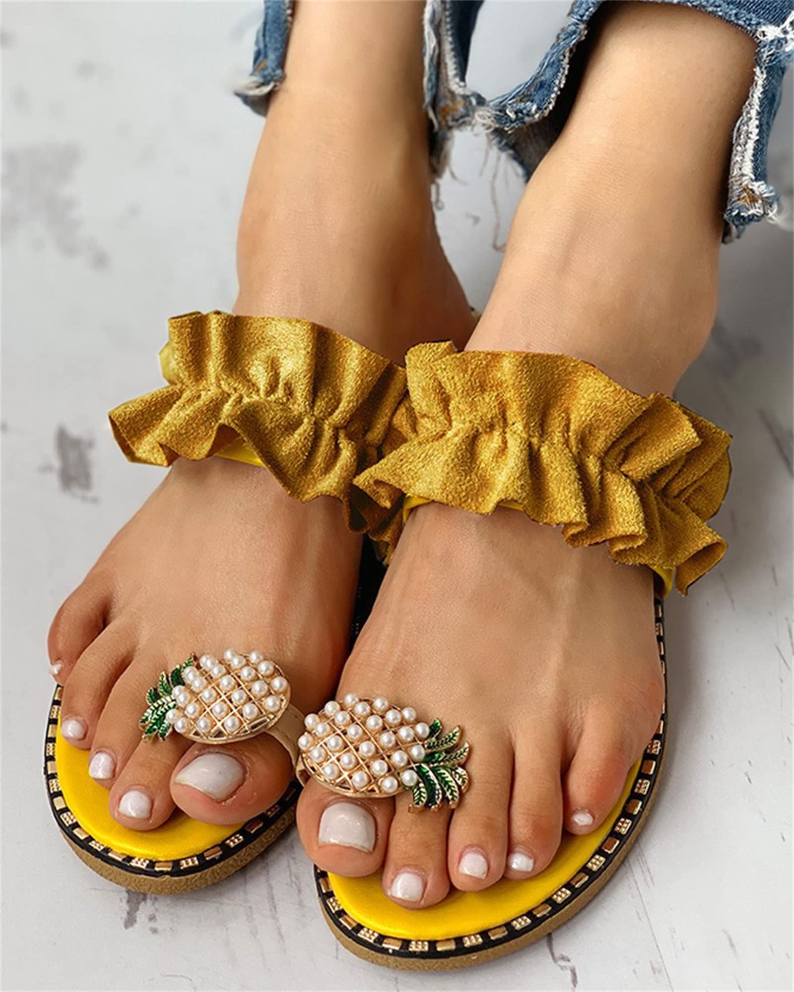 Women's Dressy Summer Sandals - Cute Open Toe Flat Boho Beach Flip Flops for Casual Wear, Outdoor Walks & Vacation Outfits