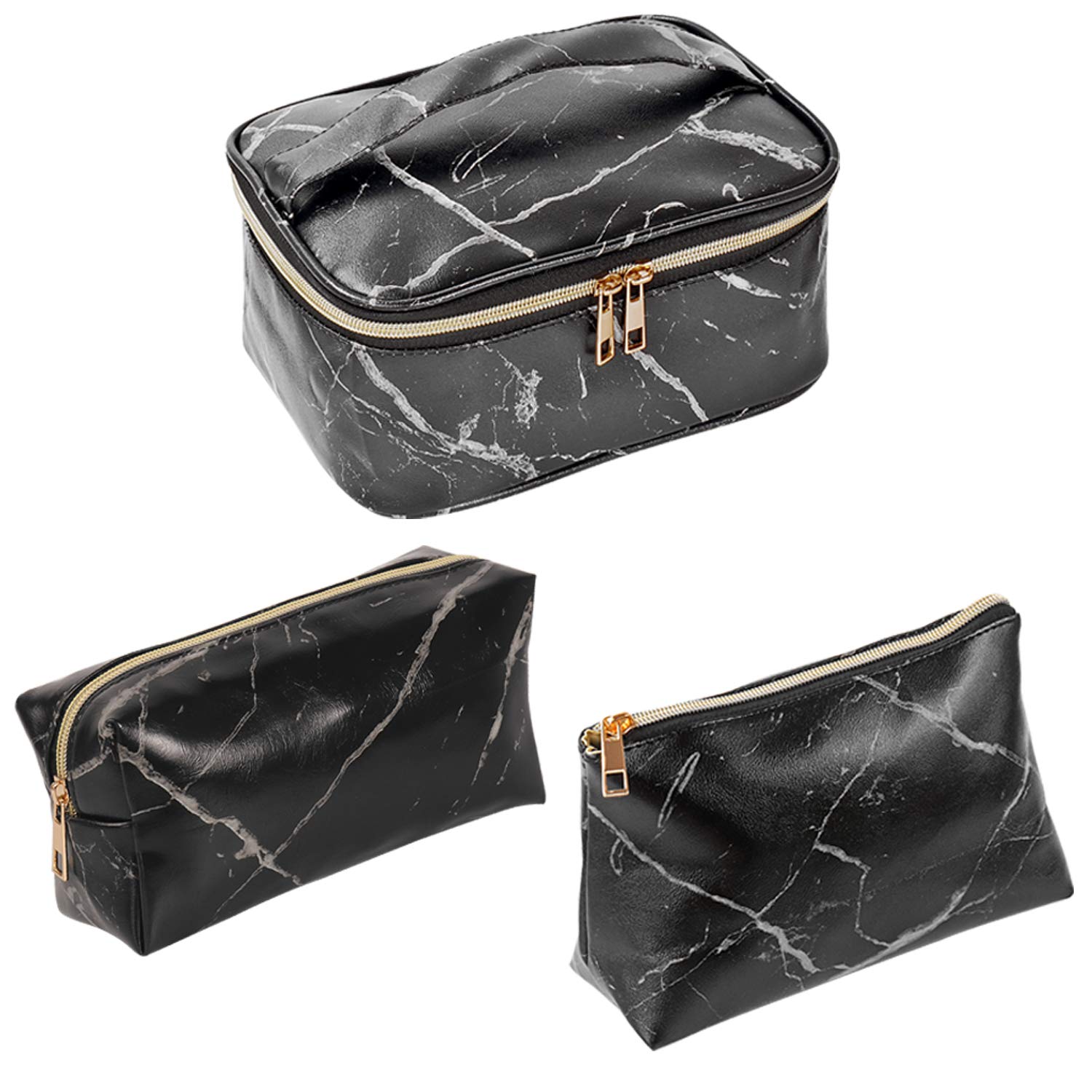 SUBANG 3 Pack Marble Makeup Bag - Waterproof Travel Toiletry Organizer for Cosmetics & Brushes - Portable Cosmetic Pouch for Women, Girls & Men - Perfect for Travel, Gym, Beach & Daily Use