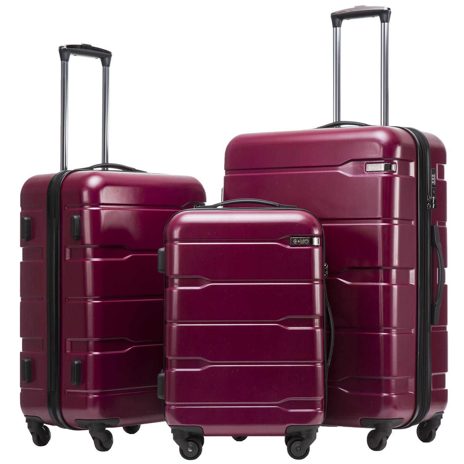 Coolife Expandable 3-Piece Spinner Luggage Set - 20
