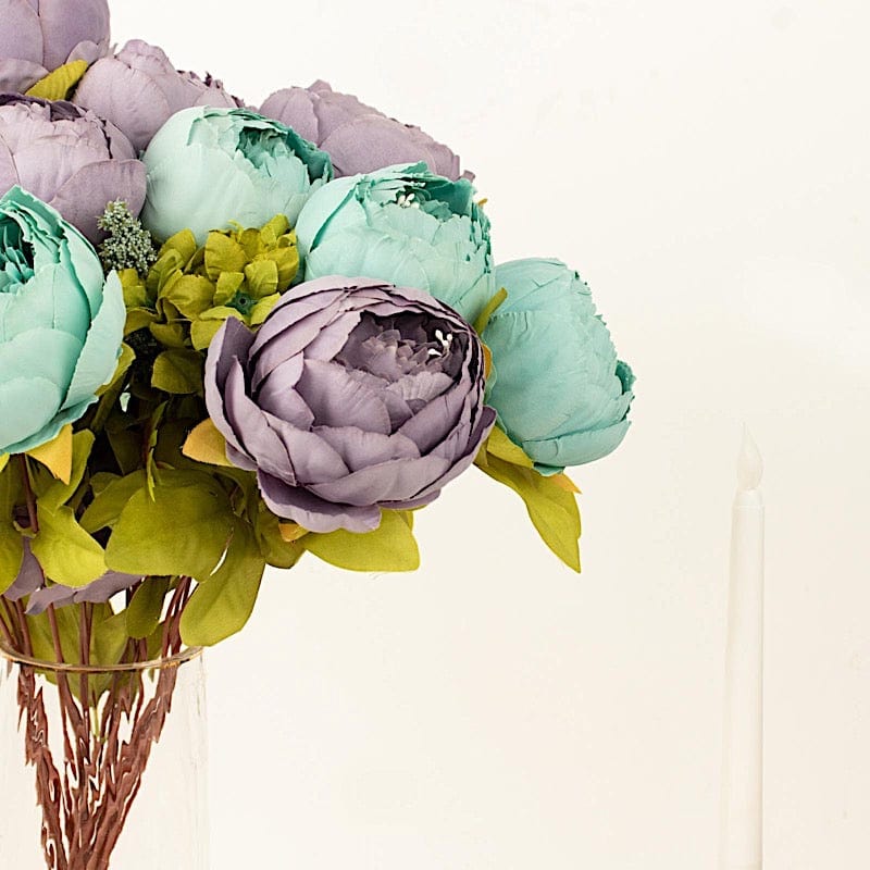 2 Pack 19 Stems Silk Peony Flowers Artificial Floral Arrangement - Perfect for Home Decor, Wedding Centerpieces & Office Tabletop Decoration