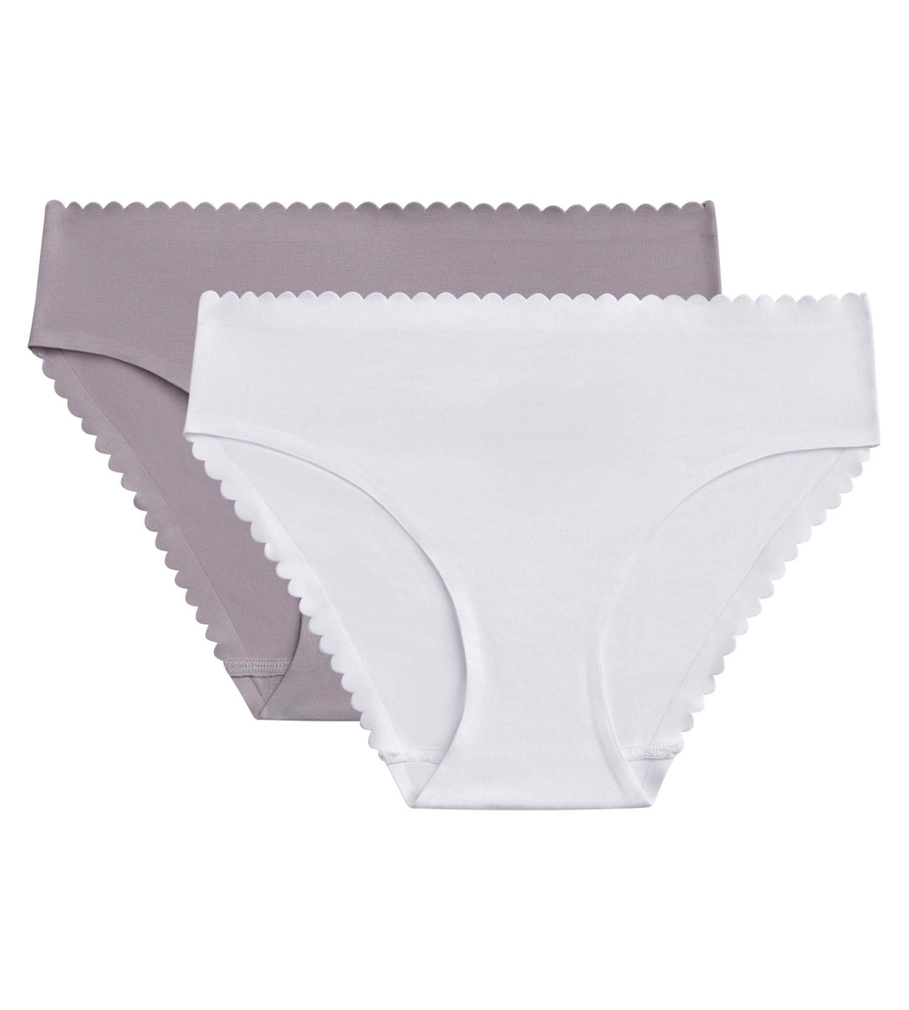 2 Pack Women's Cotton Stretch Underwear - White & Gray - Body Touch Easy - Comfortable Everyday Wear for Work & Leisure
