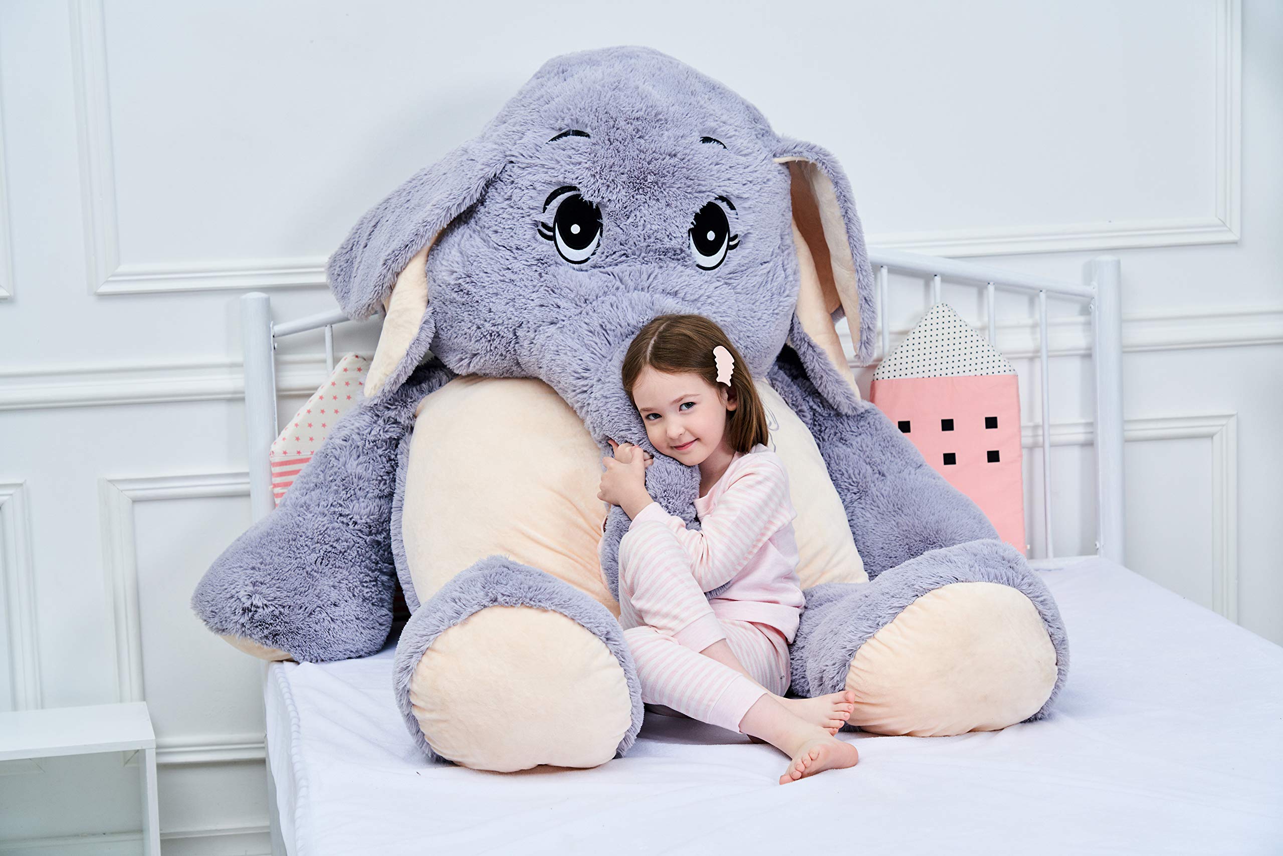 IKASA Giant Elephant Stuffed Animal - 72 Inch Extra Large Plush Toy, Soft Gray Elephant Pillow for Kids & Adults - Perfect for Nursery Decor, Birthday Gifts, and Cuddling