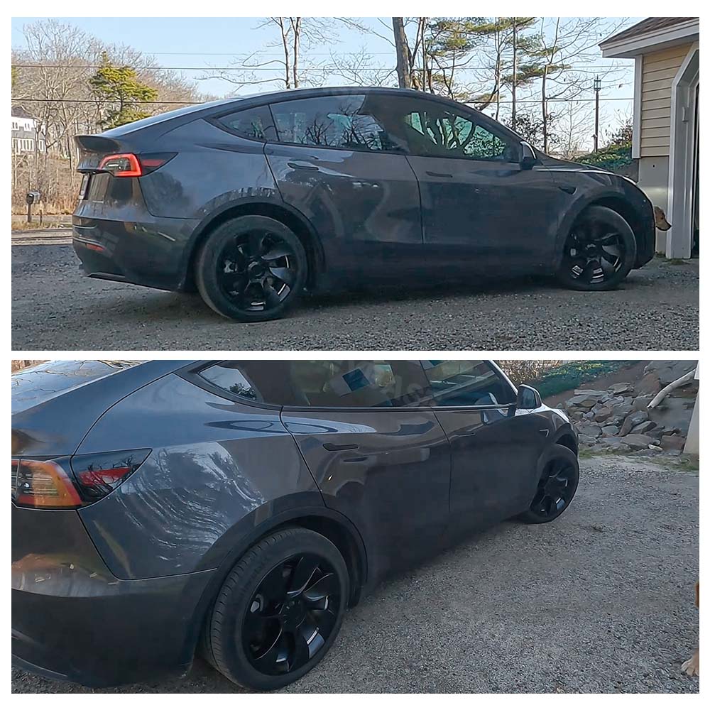 EVBASE Model Y 19-Inch Überturbine Wheel Cover Set (4PCS) - Matte Black Replacement Caps for Tesla Model Y - Enhance Style & Protection for Daily Driving & Road Trips
