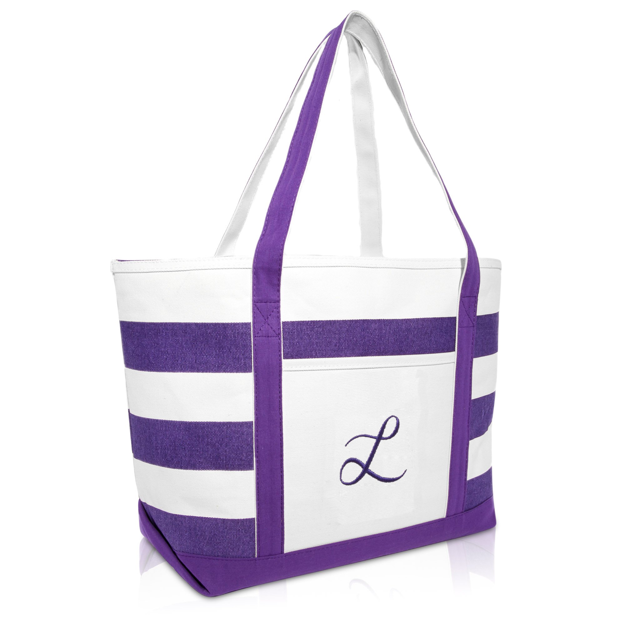 Personalized Monogrammed Beach Bag for Women - Custom Purple Tote with A-Z Letters | Perfect for Summer Travel, Poolside & Beach Vacations