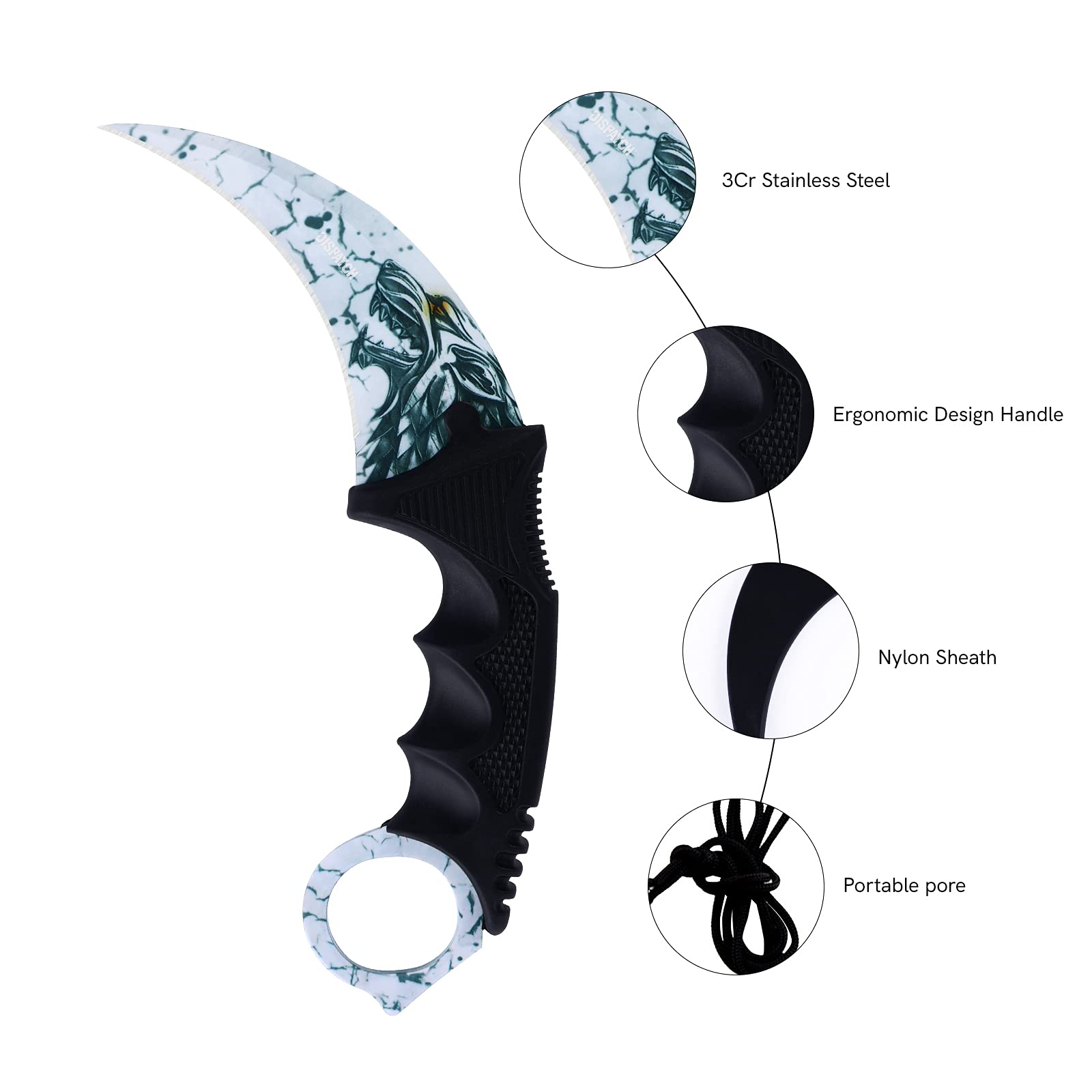 Karambit Knife - Fixed Blade Tactical Camping & Hunting Knife with Sheath & Paracord - Outdoor Survival Tool for Hiking, Bushcraft, Adventure - Perfect for Campers, Hunters & Knife Collectors