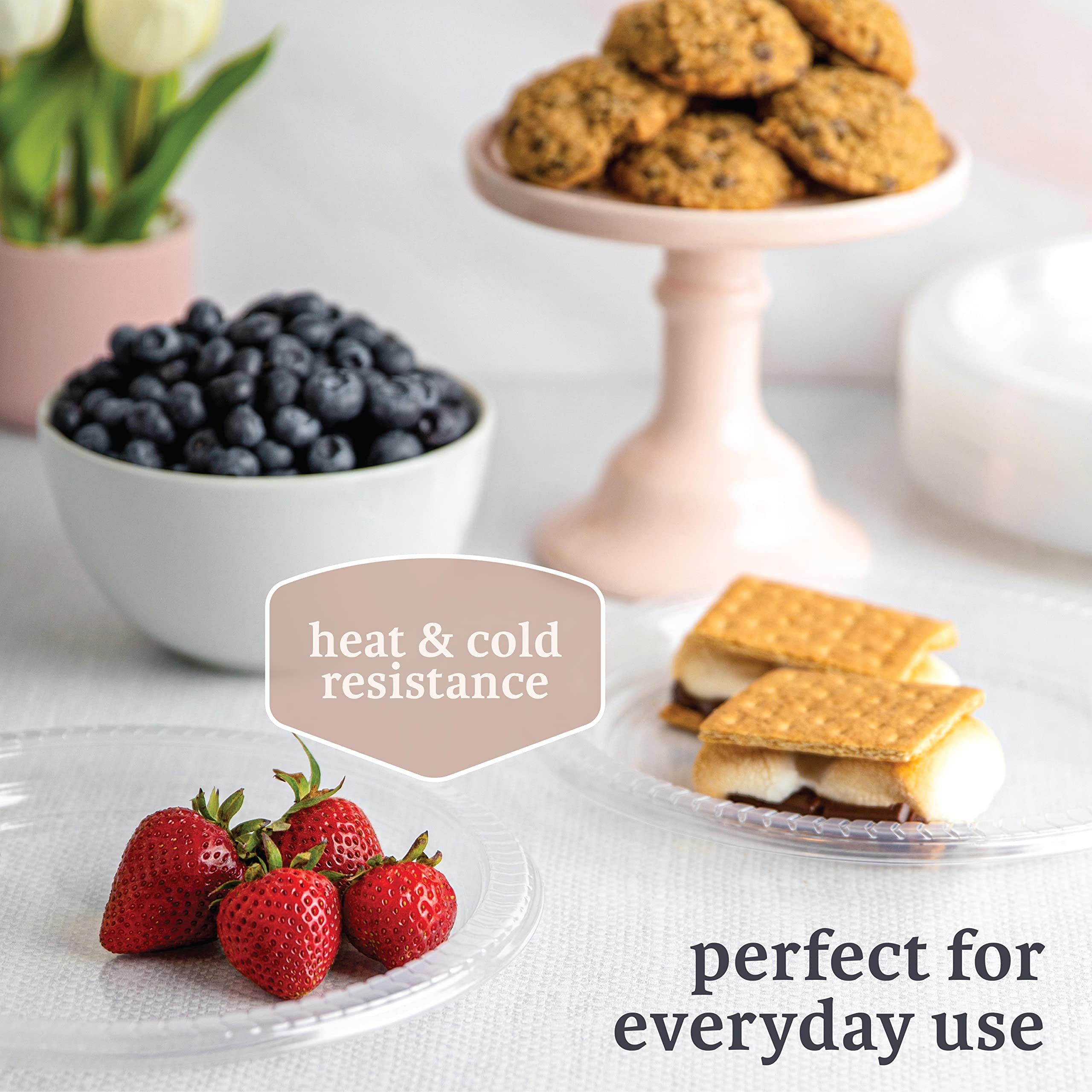 180-Pack 6 Inch Disposable Clear Plastic Dessert Plates - Microwave Safe Small Party Plates for Catering, BBQ, Picnic, Travel & Outdoor Events - Bulk Pack of Durable Plastic Plates for Easy Cleanup