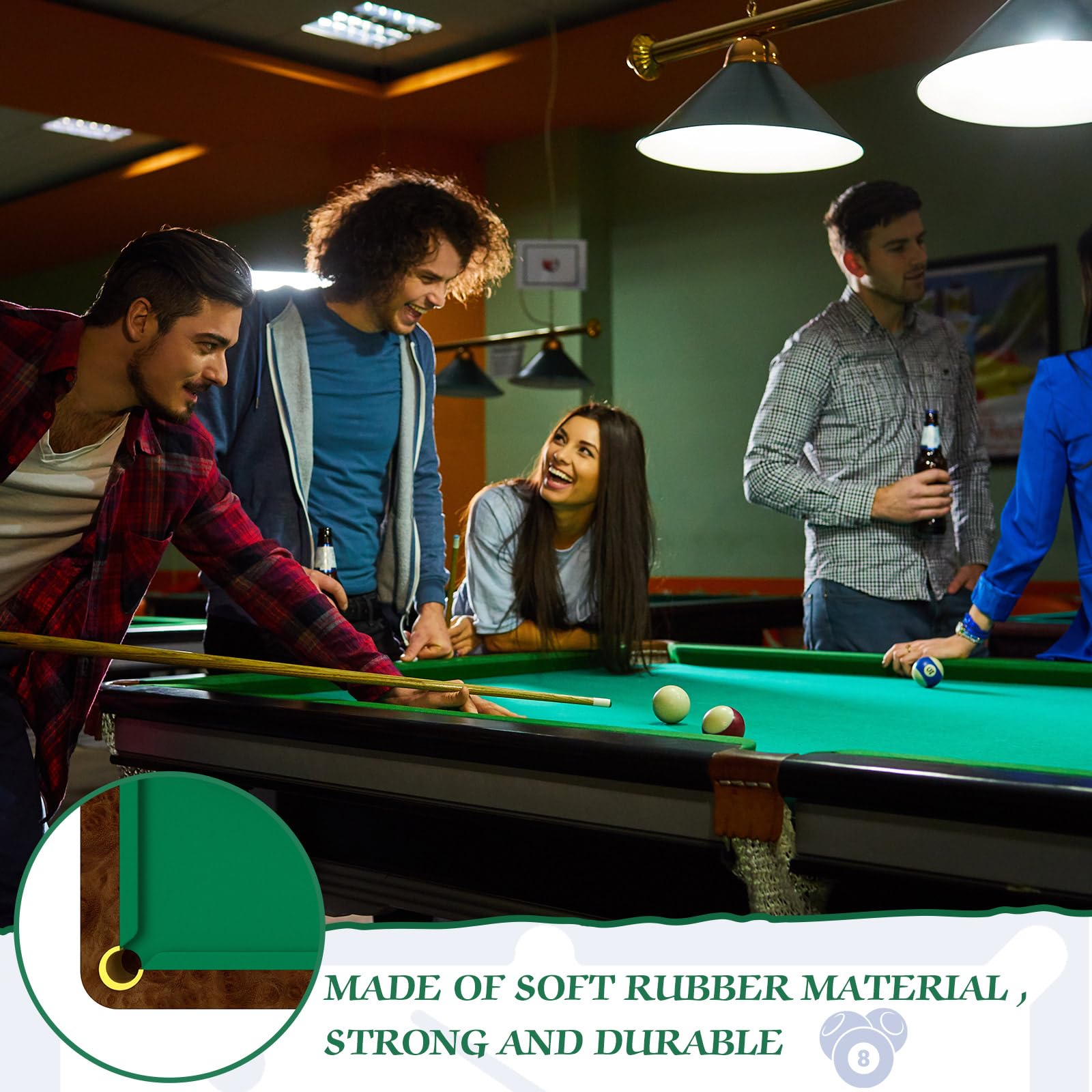 Premium Mixweer Billiard Cloth for 8 ft Pool Table - Pre-Cut Felt with 6 Cloth Strips & 6 Rubber Bumpers - Professional Replacement for Bars, Clubs, Hotels - Perfect for Game Rooms and Entertainment Spaces