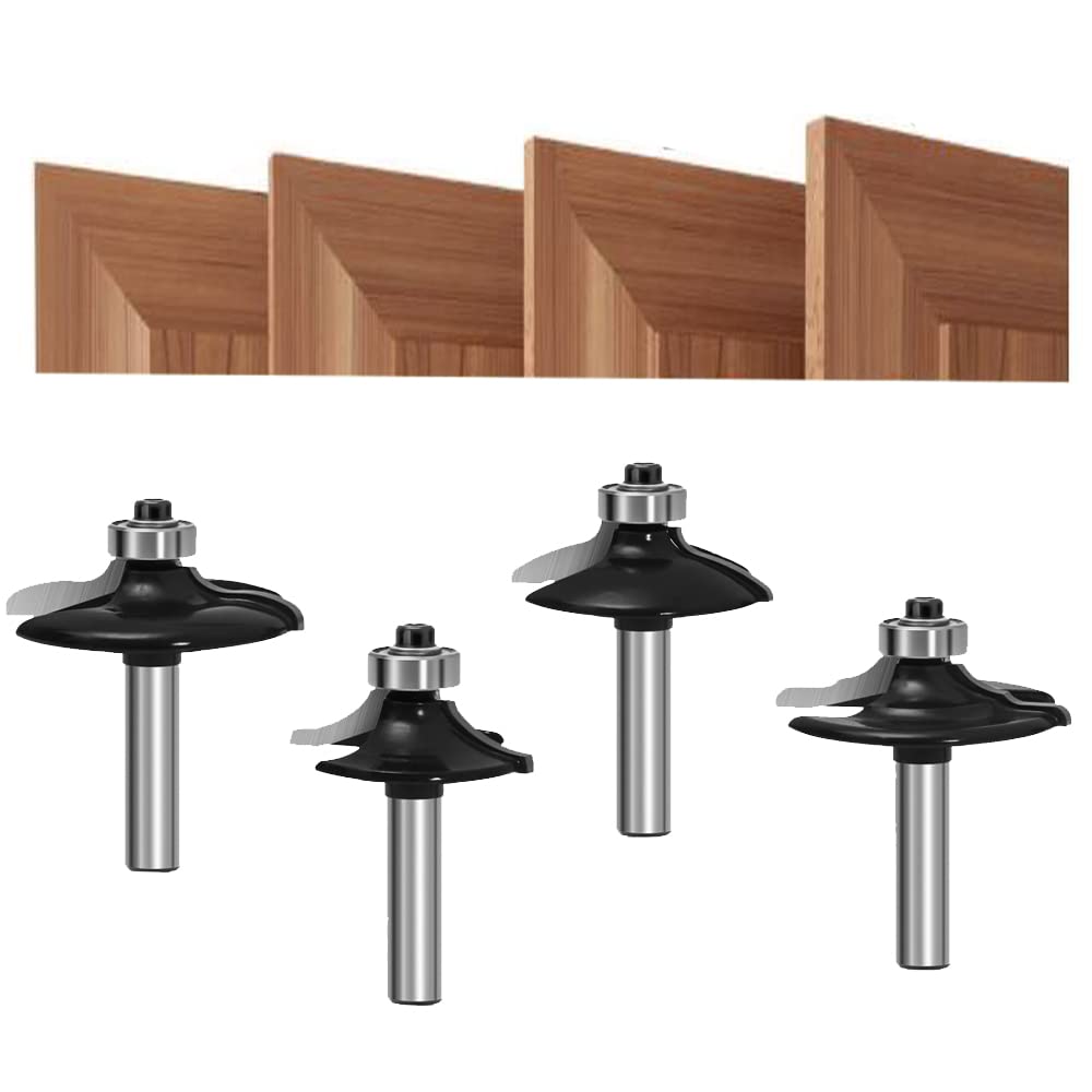 Professional 1/4 Inch Shank Router Bit Set - TAIWAIN Woodworking Bits for Door & Drawer Front Edging, Miter Frame, Crown Molding - F-35XD12 - Perfect for Cabinet Making, Furniture Building, and DIY Wood Projects