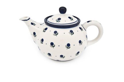 Handmade Blue Rose Polish Pottery Teapot - Small Blueberry Design Ceramic Teapot for Tea Lovers, Perfect for Afternoon Tea, Gifts & Home Decor