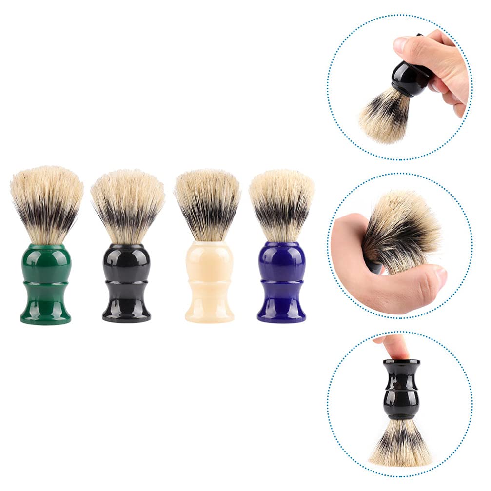 EXCEART Men's Shaving Brush Set - 4Pcs Ultra-Soft Silvertip Badger Bristle Shaving Brushes with Plastic Handle, Fine Bristle Hairbrush & Comb for Men, Perfect for Daily Grooming and Travel