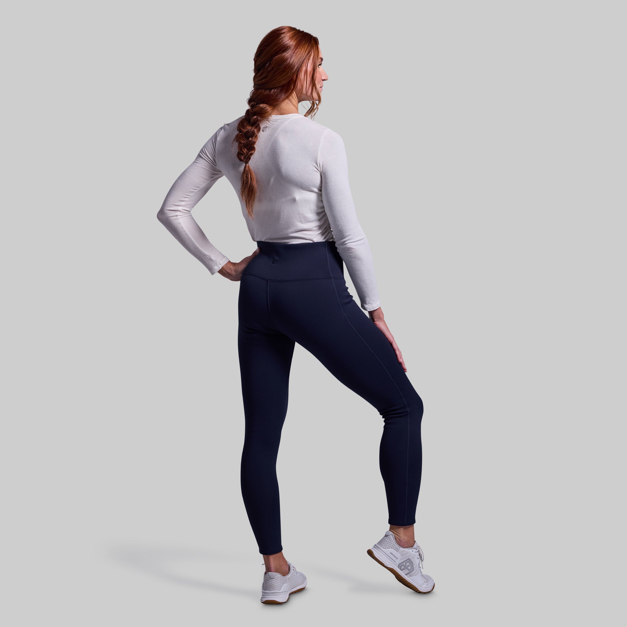 Women's Fleece Lined Leggings - BP Navy Blue Thermal Winter Tights for Yoga, Running & Cold Weather Outfits