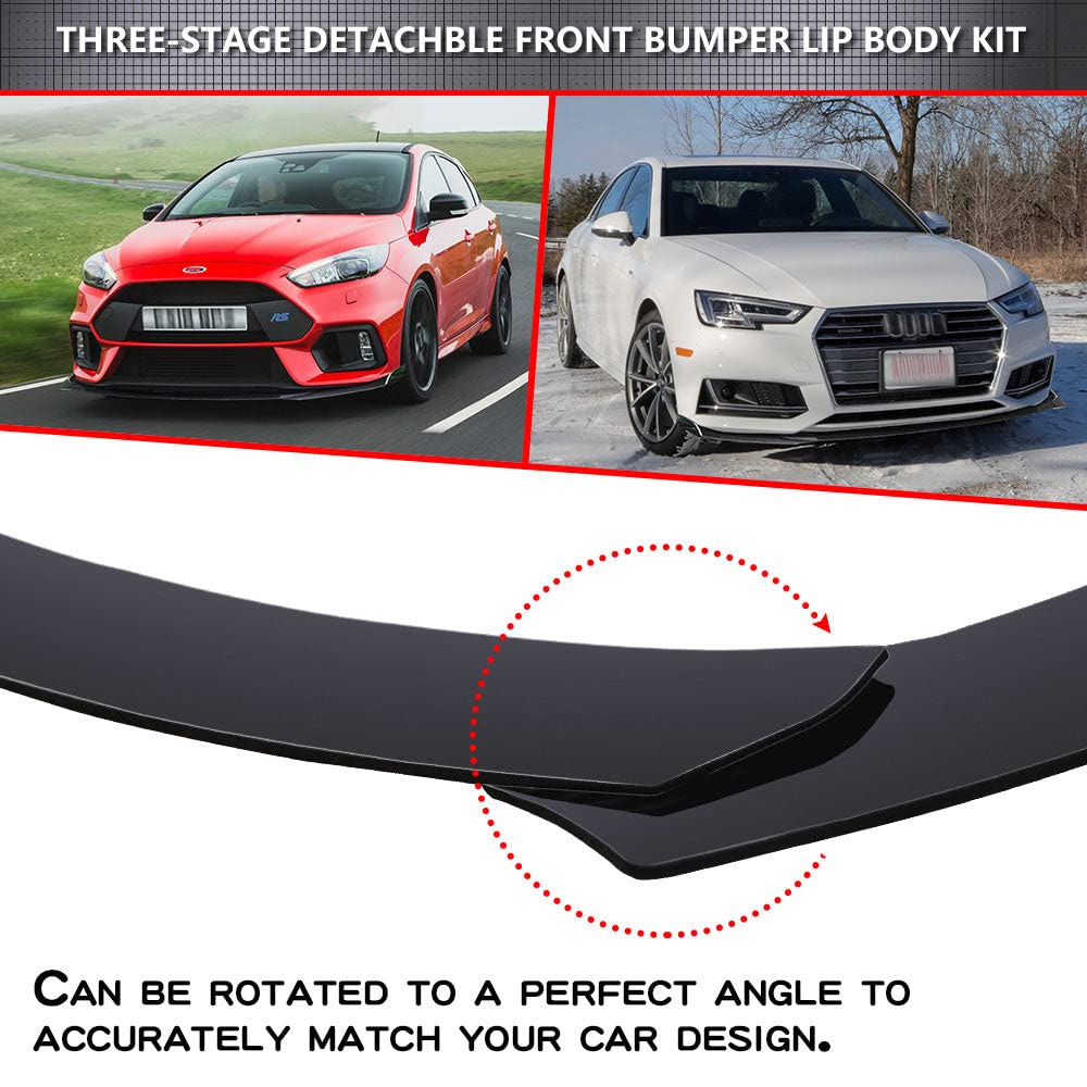 Xotic Tech Front Bumper Lip Spoiler + Side Skirt Splitter + Rear Bumper Lip Wrap Splitter Canard for Honda Civic Accord Acura Integra - Black | Car Body Kit for Enhanced Aerodynamics & Sporty Look | Perfect for Street Racing & Car Shows